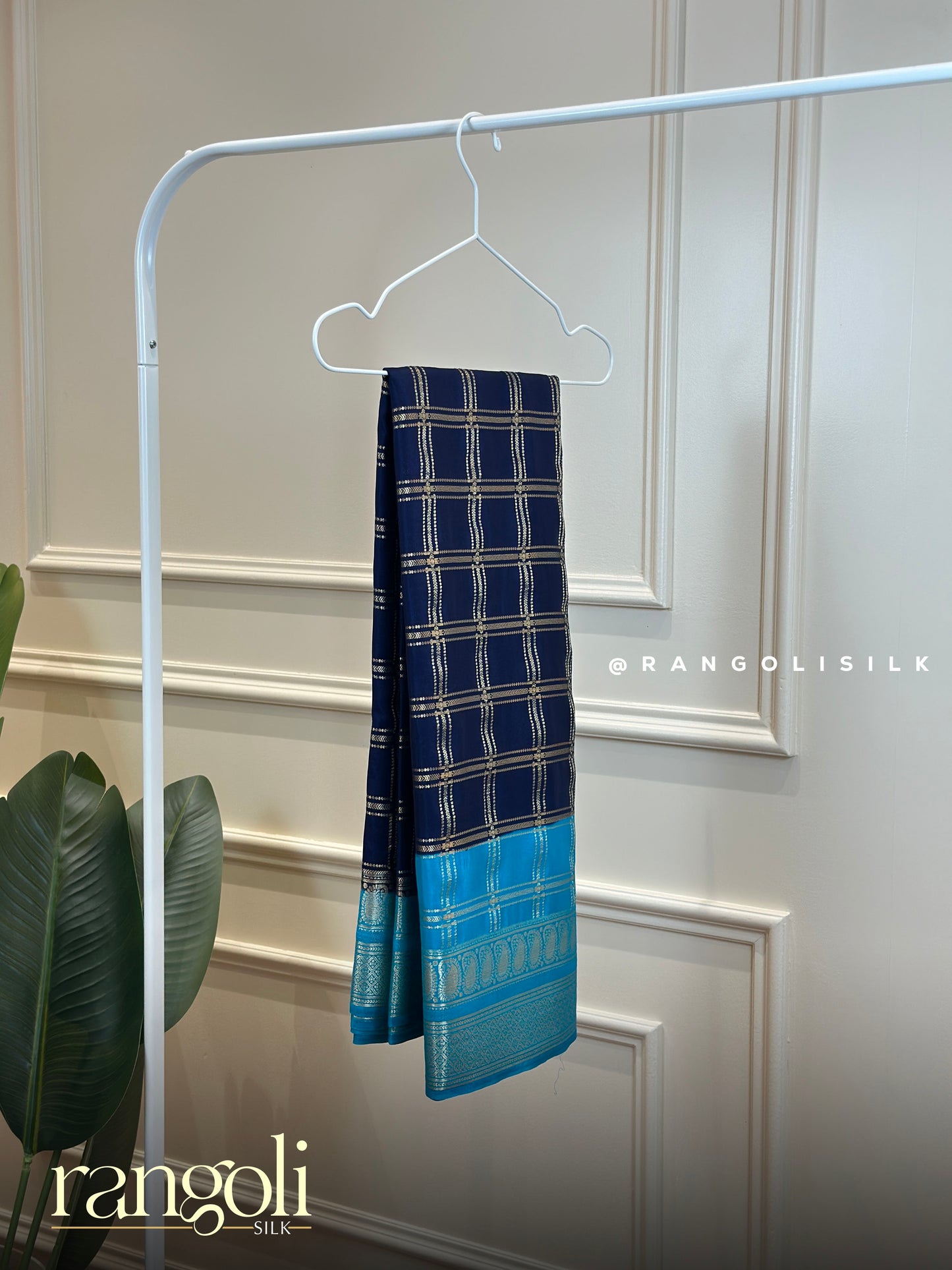 Semi Mysore Silk Saree with Classic Checks, Zari Border & Rich Pallu - Post 908