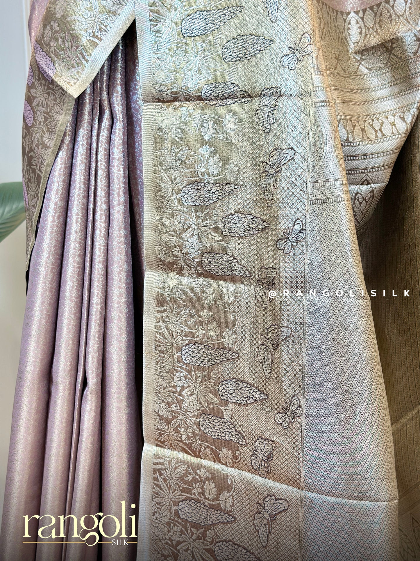 Lavender-Gold Tissue Silk Saree with Rich Zari Weaving - Post 612