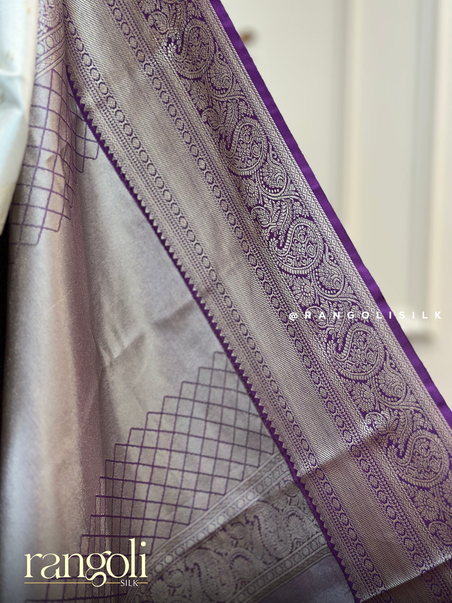 Semi Kanjivaram Silk Saree in Classic White with Elegant Zari Borders - Post 496