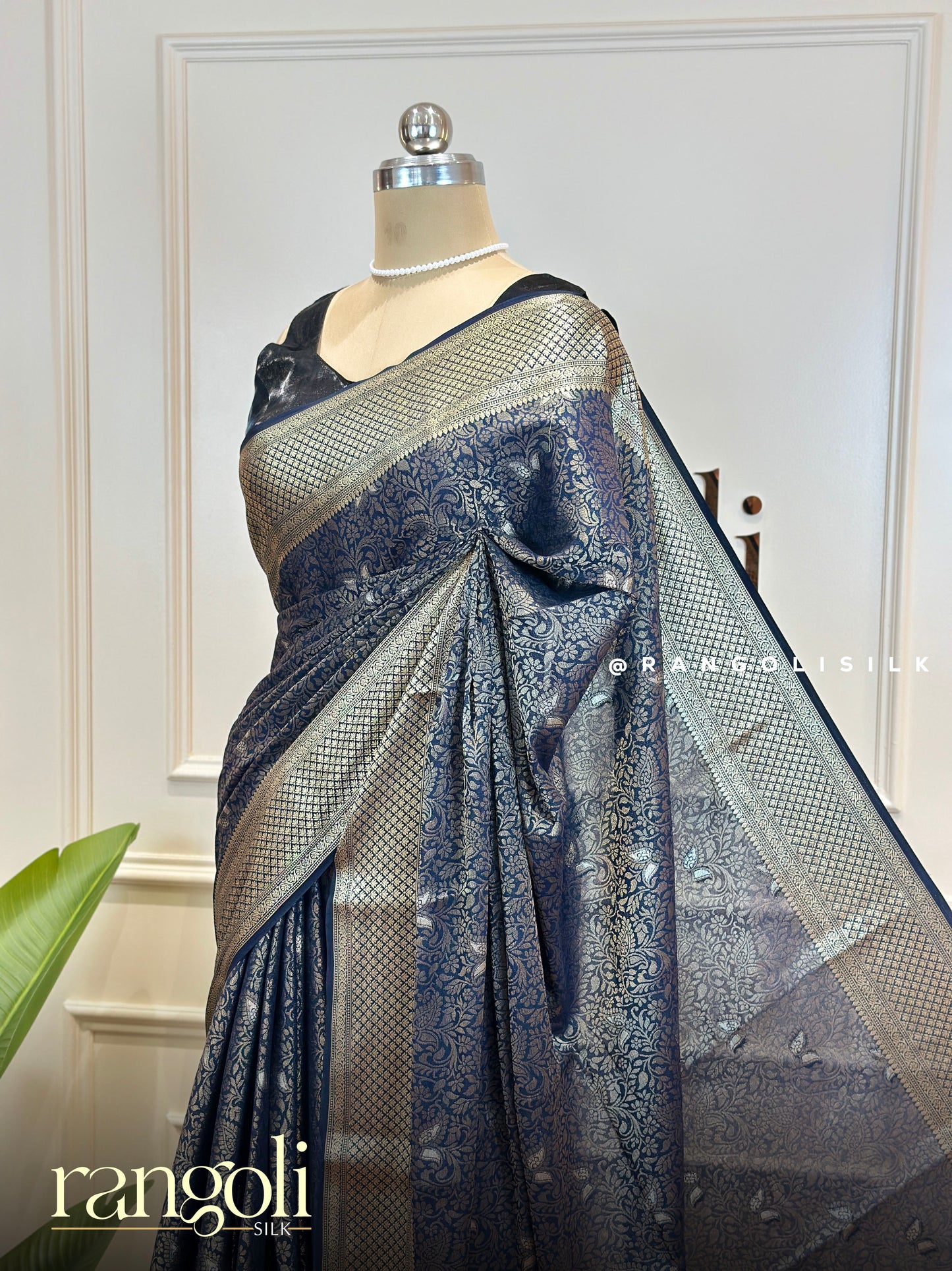 Semi Mysore Silk Crepe Saree with Brocade & Zari Work - Post 790