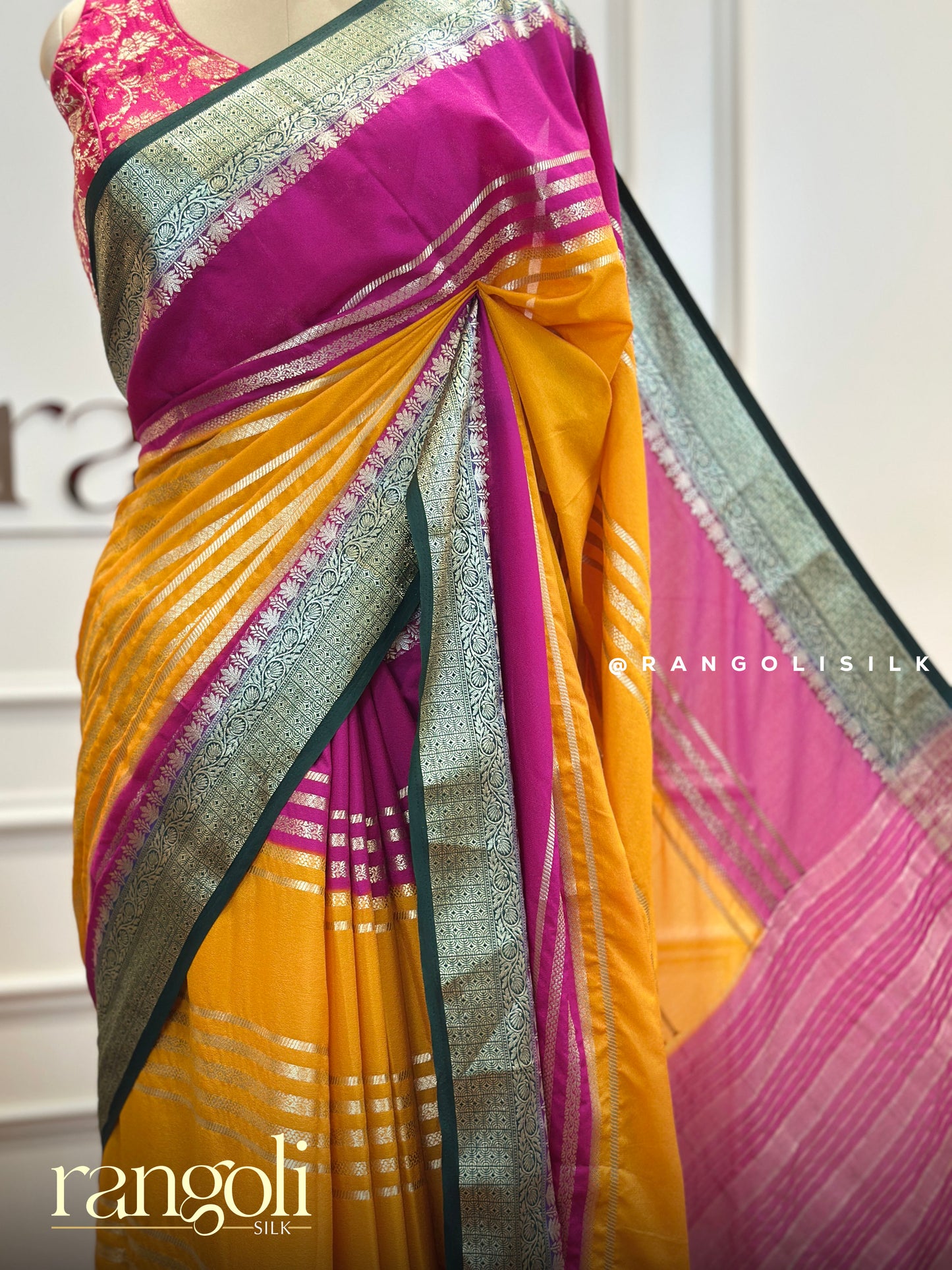 Semi Mysore Silk Saree with 3D Pattern – Elegant & Lightweight Drape - Post 499