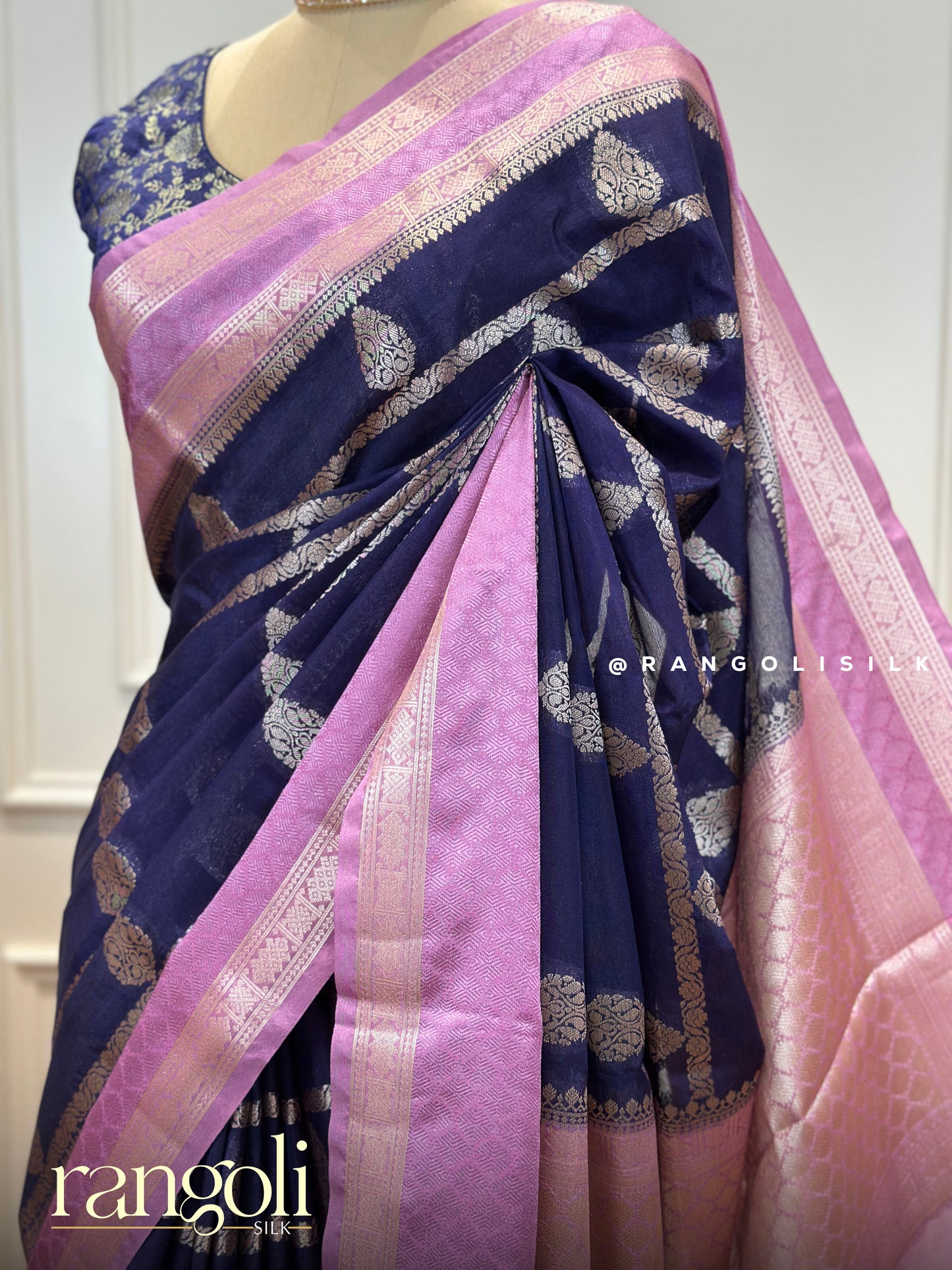 Silk Cotton Saree with Bold Stripes & Traditional Motifs - Post 413