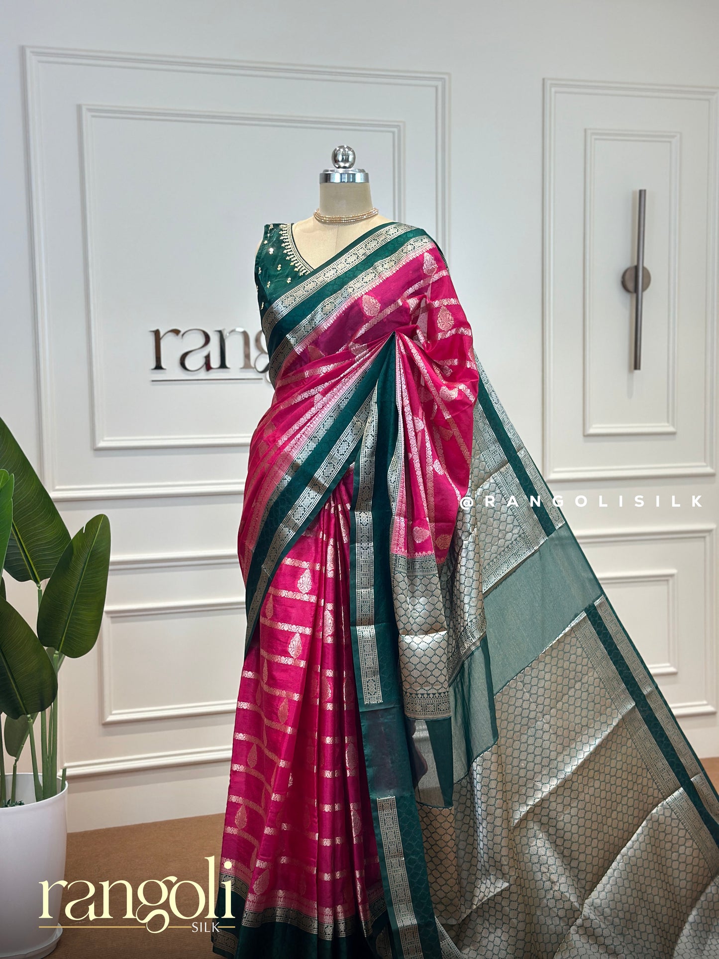 Silk Cotton Saree with Bold Stripes & Traditional Motifs - Post 413
