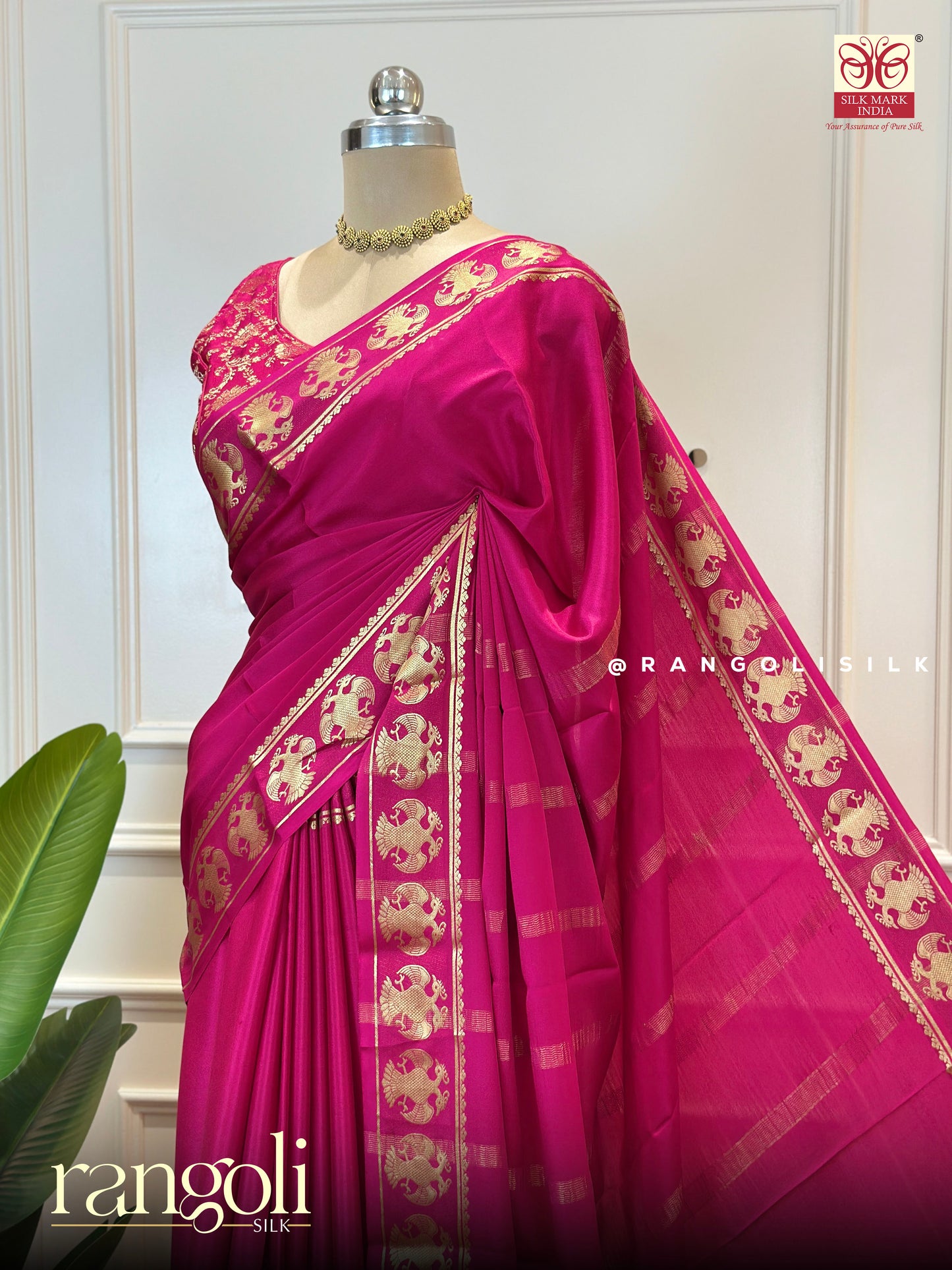 Mysore Silk Saree - Rich Colours with Golden Zari Border - Post 633