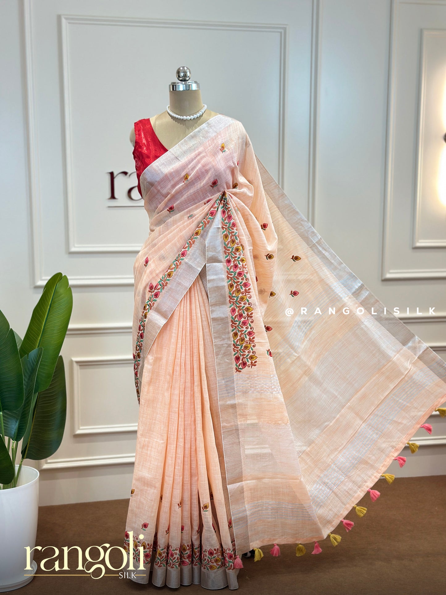 Linen Cotton Saree with Delicate Embroidery – Lightweight & Breathable Elegance - Post 507