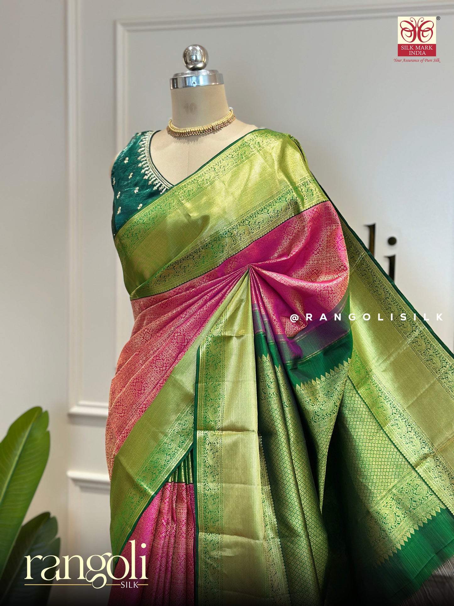 Pure Kanjivaram Silk Saree in Elegant Dual Tone with Rich Zari Work - Post 508