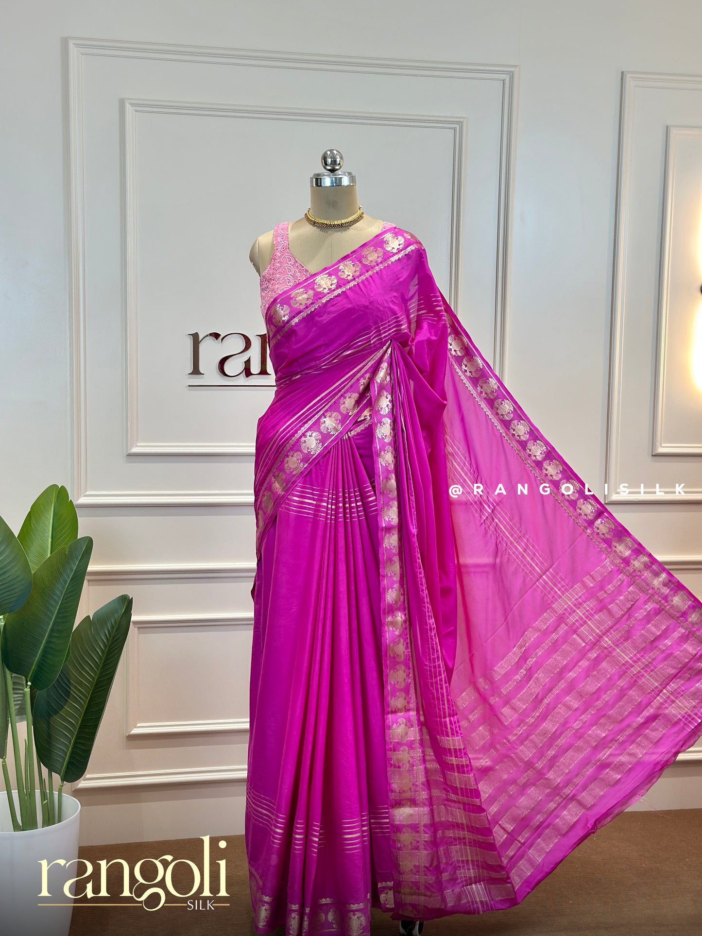Semi Mysore Silk Saree with Intricate Gold Zari Work - Post 511