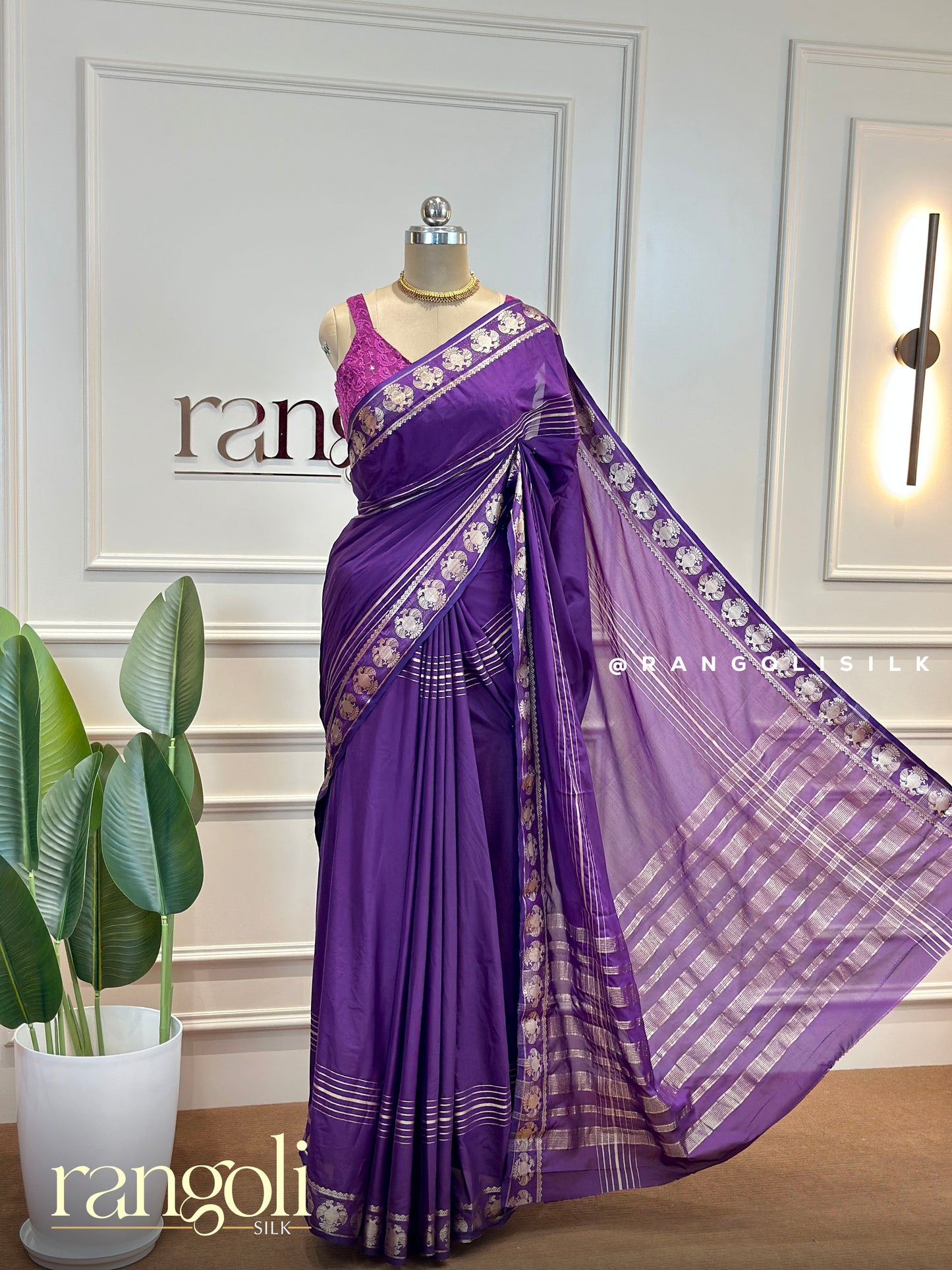Semi Mysore Silk Saree with Intricate Gold Zari Work - Post 511