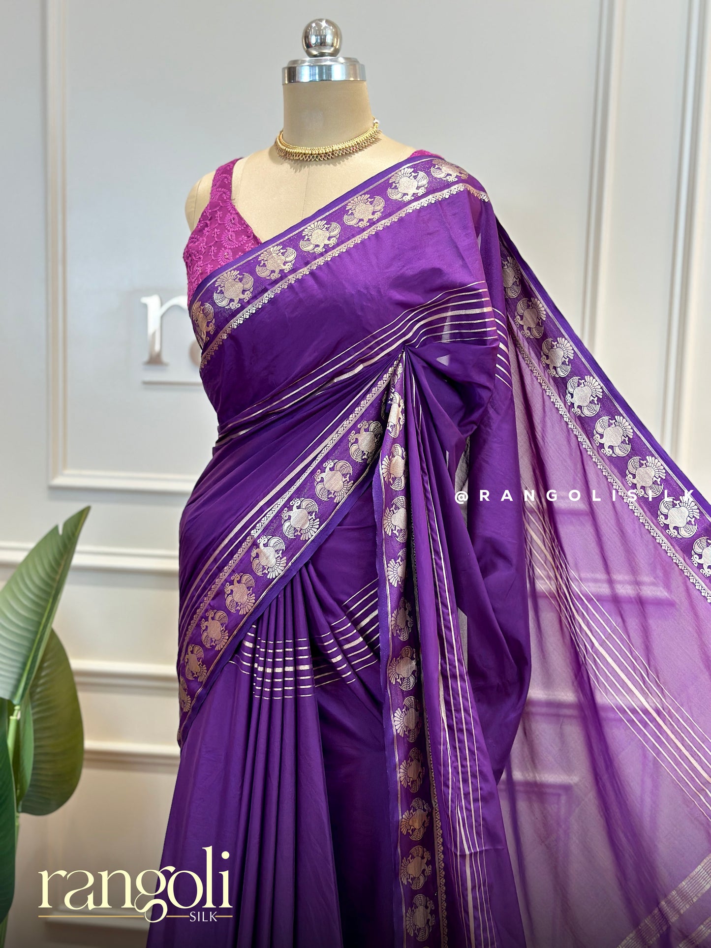 Semi Mysore Silk Saree with Intricate Gold Zari Work - Post 511
