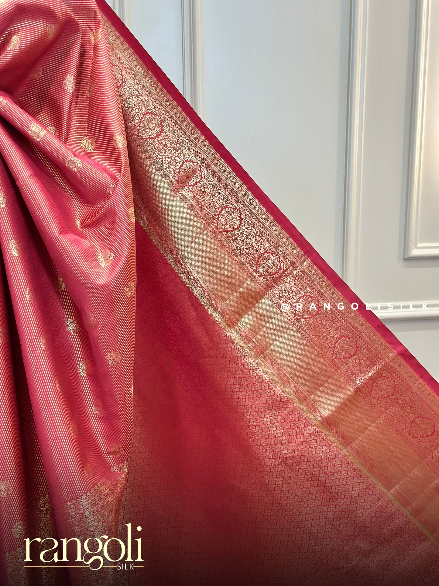 Rich Reddish Maroon Tissue Silk Saree with Gold Zari Border & Woven Motifs - Post 814