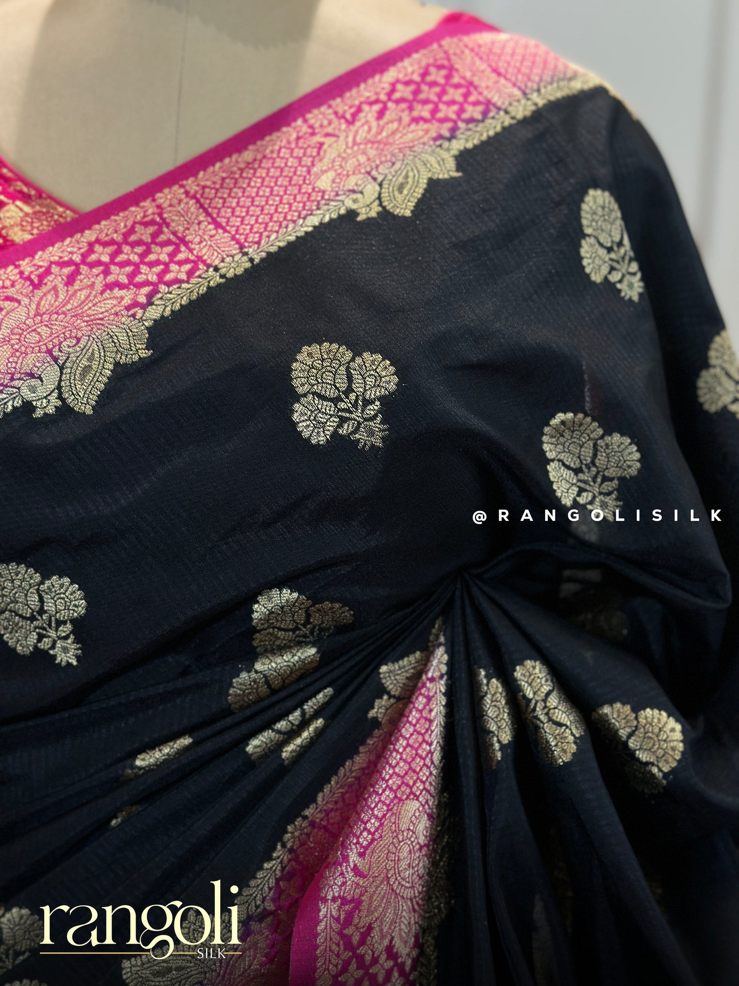 Banaras Saree with Stunning Contrast & Intricate Woven Motifs - Post 428