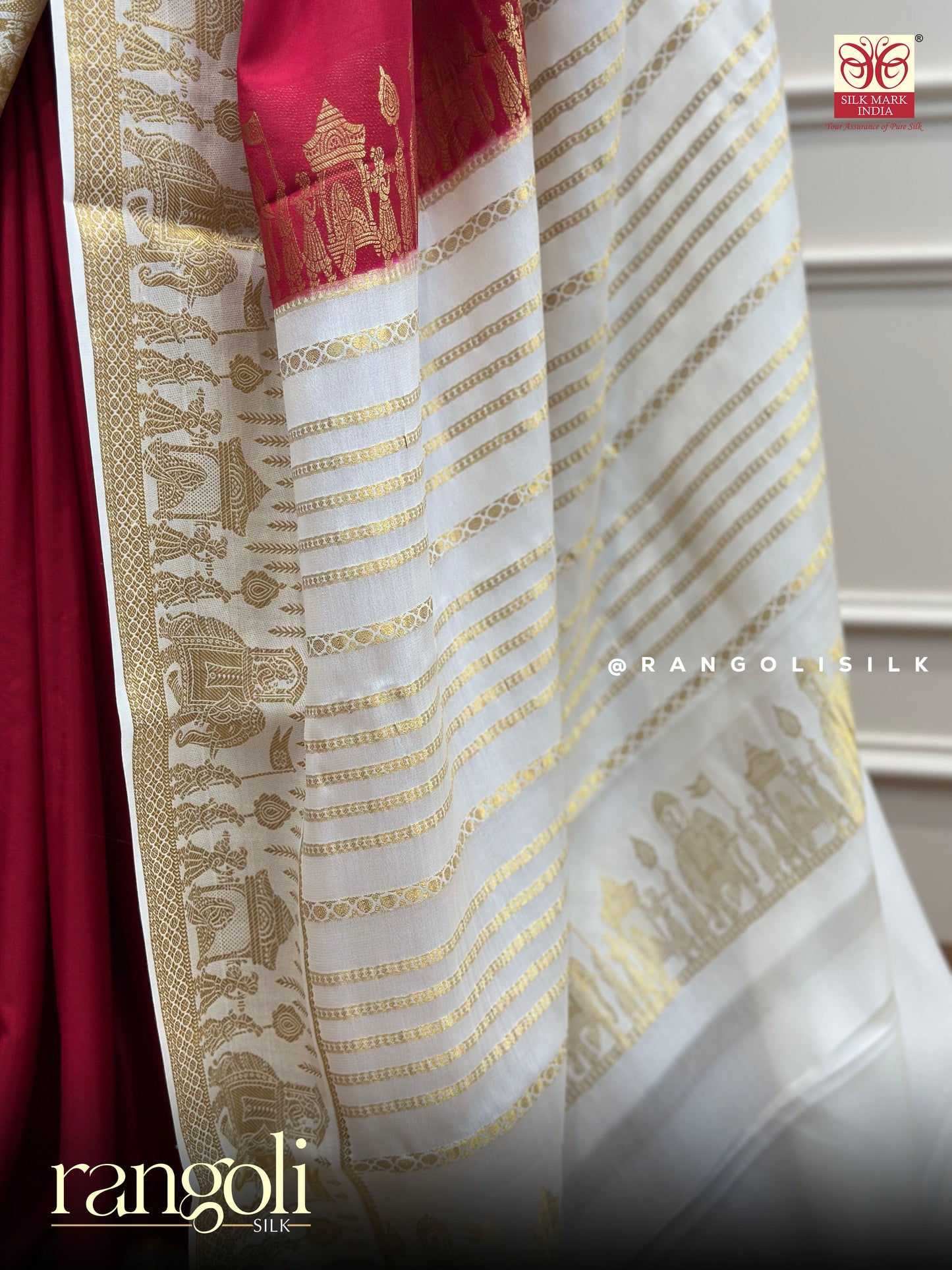 Pure Mysore Crepe Silk Saree with Rich Contrast Pallu and Traditional Border - Post 813