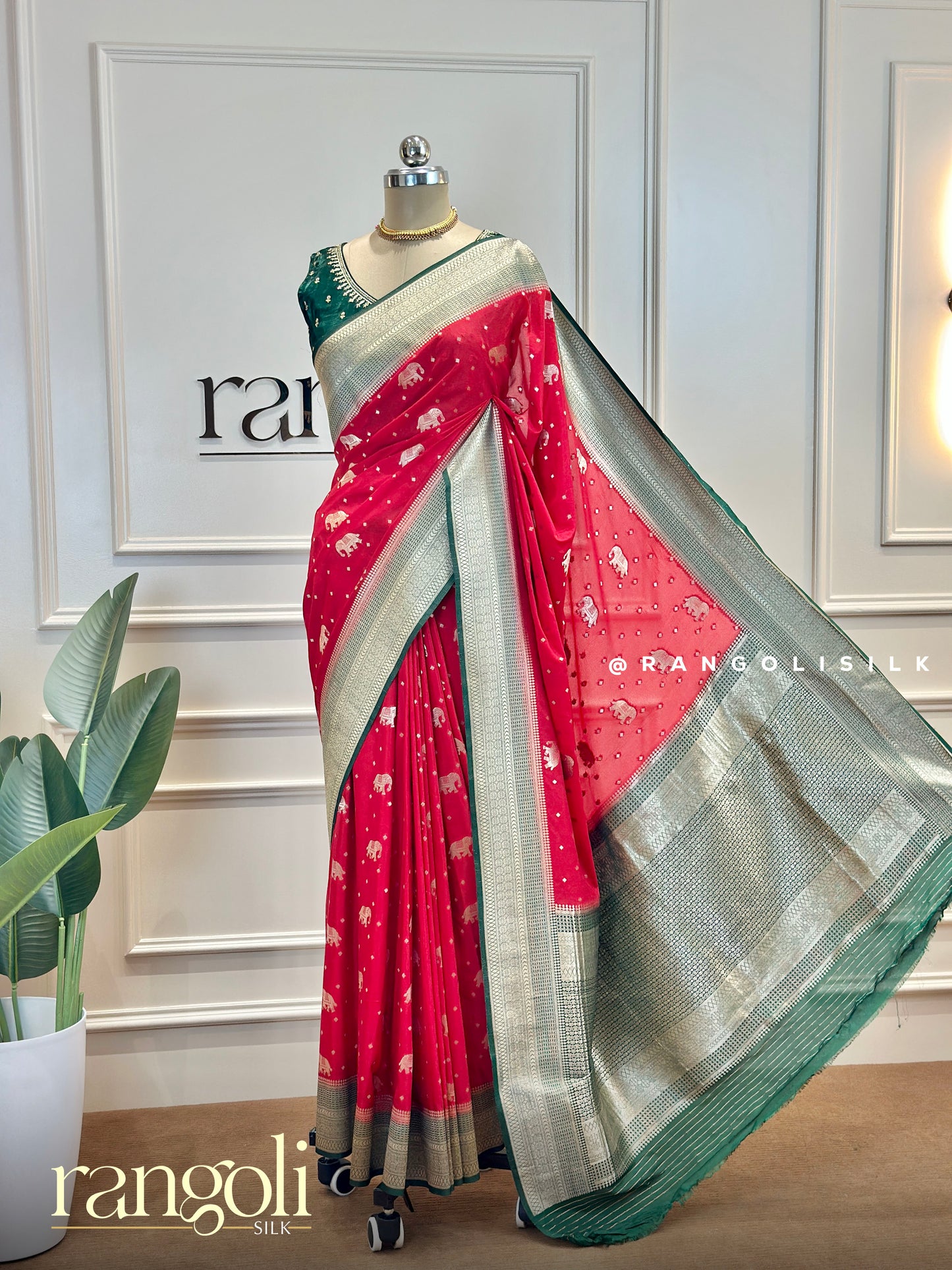 Banarasi Saree with Intricate Elephant Motifs - Post 513