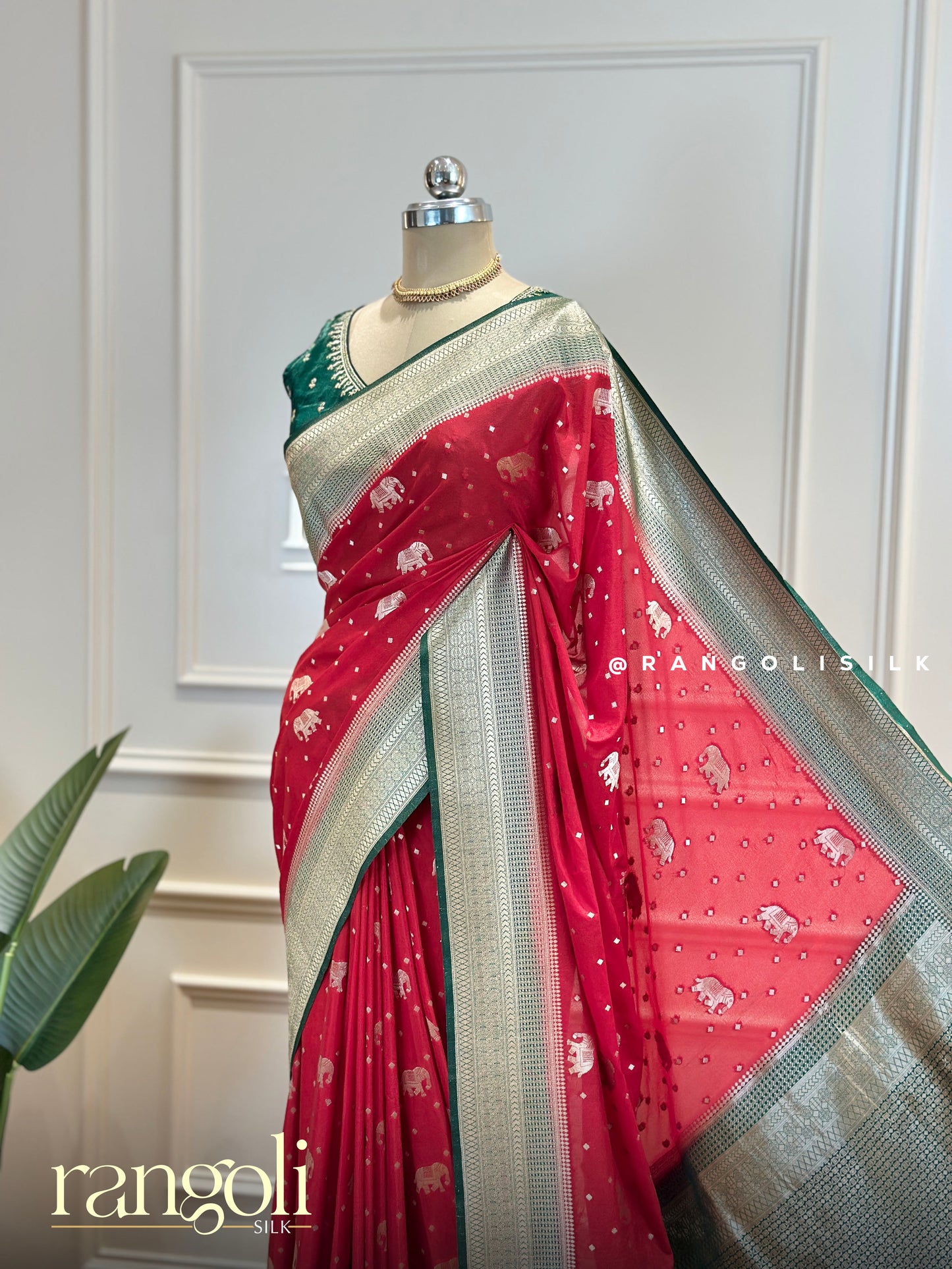 Banarasi Saree with Intricate Elephant Motifs - Post 513