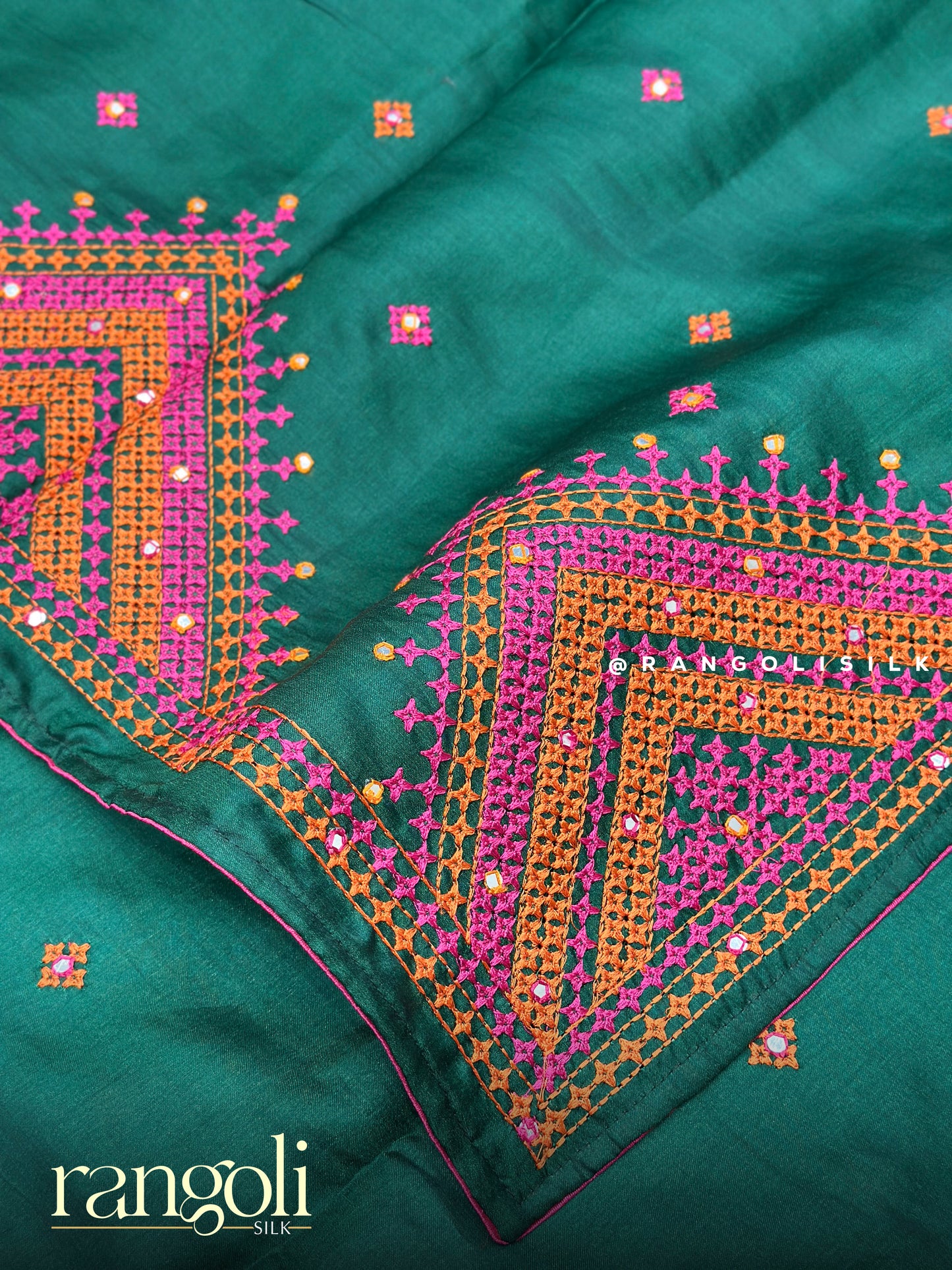 Elegant Kutch Embroidery Tussar Cotton Saree - Post 926