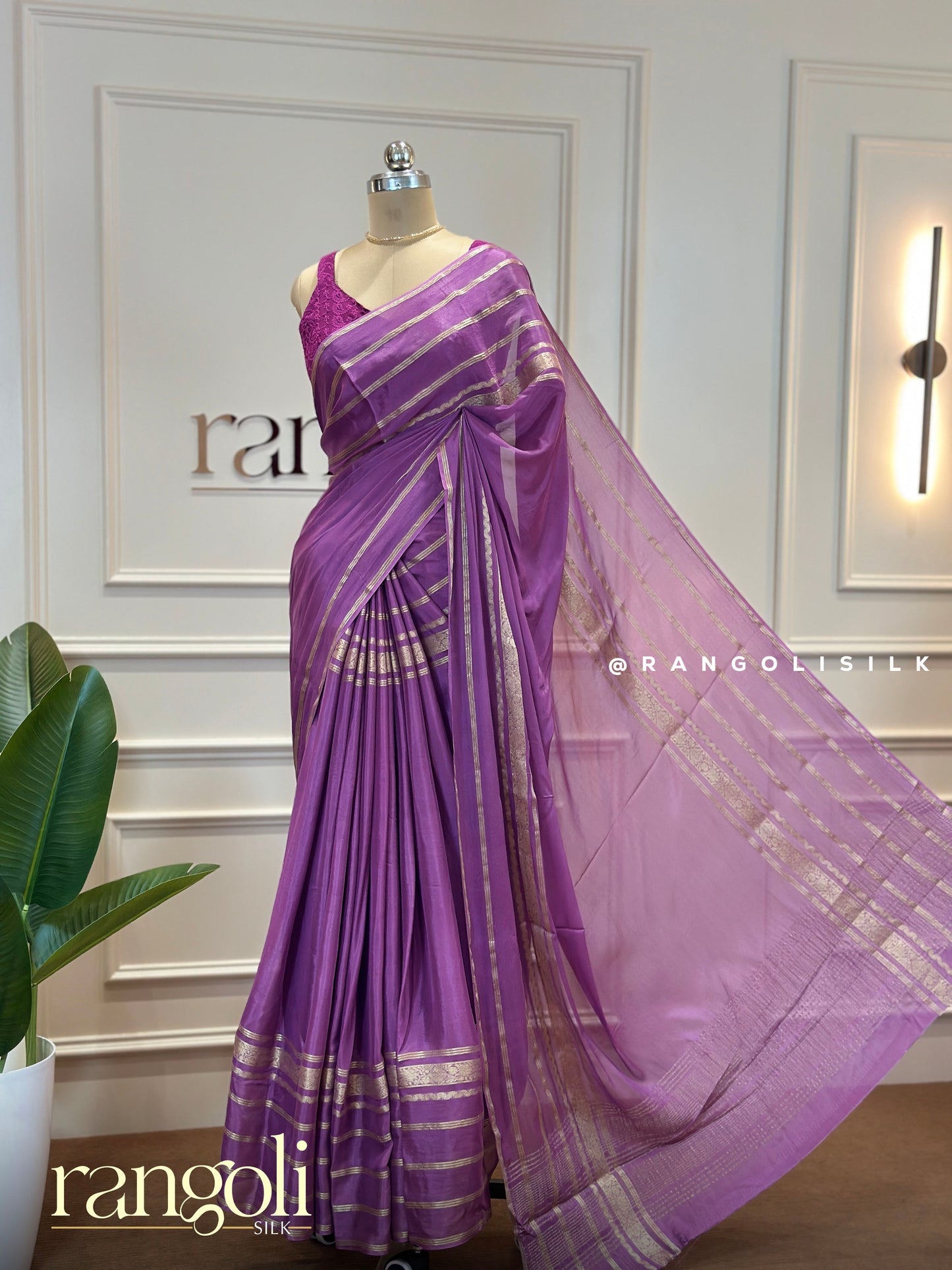 Semi Mysore Silk Saree with Rich Textures & Gold Zari Work - Post 515