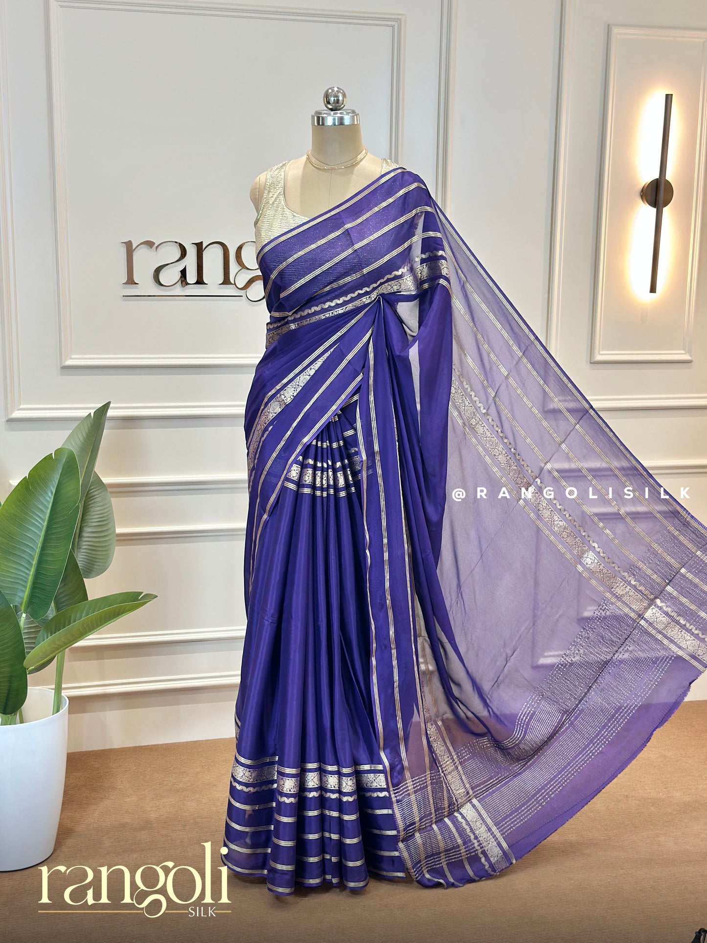 Semi Mysore Silk Saree with Rich Textures & Gold Zari Work - Post 515