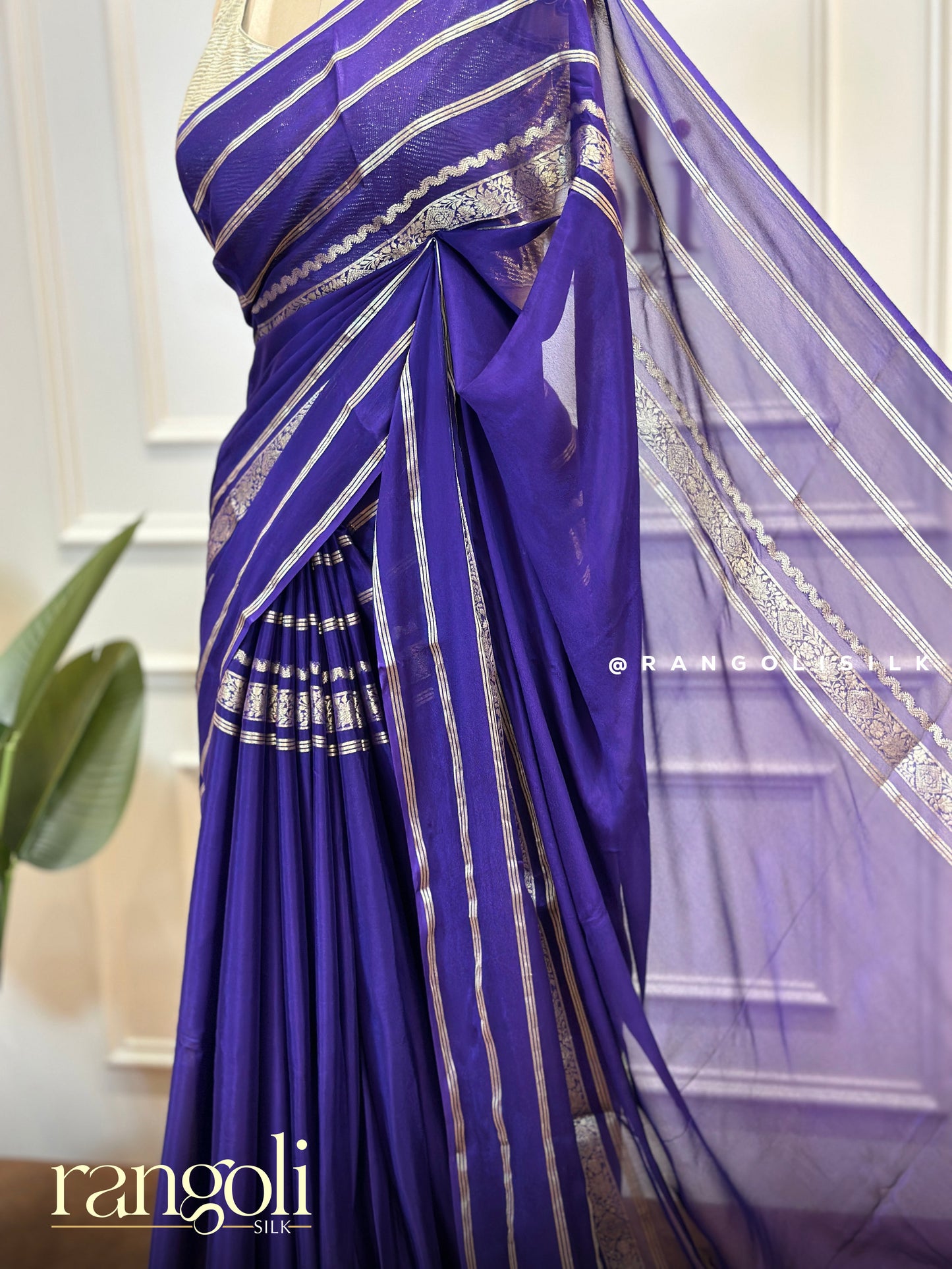 Semi Mysore Silk Saree with Rich Textures & Gold Zari Work - Post 515