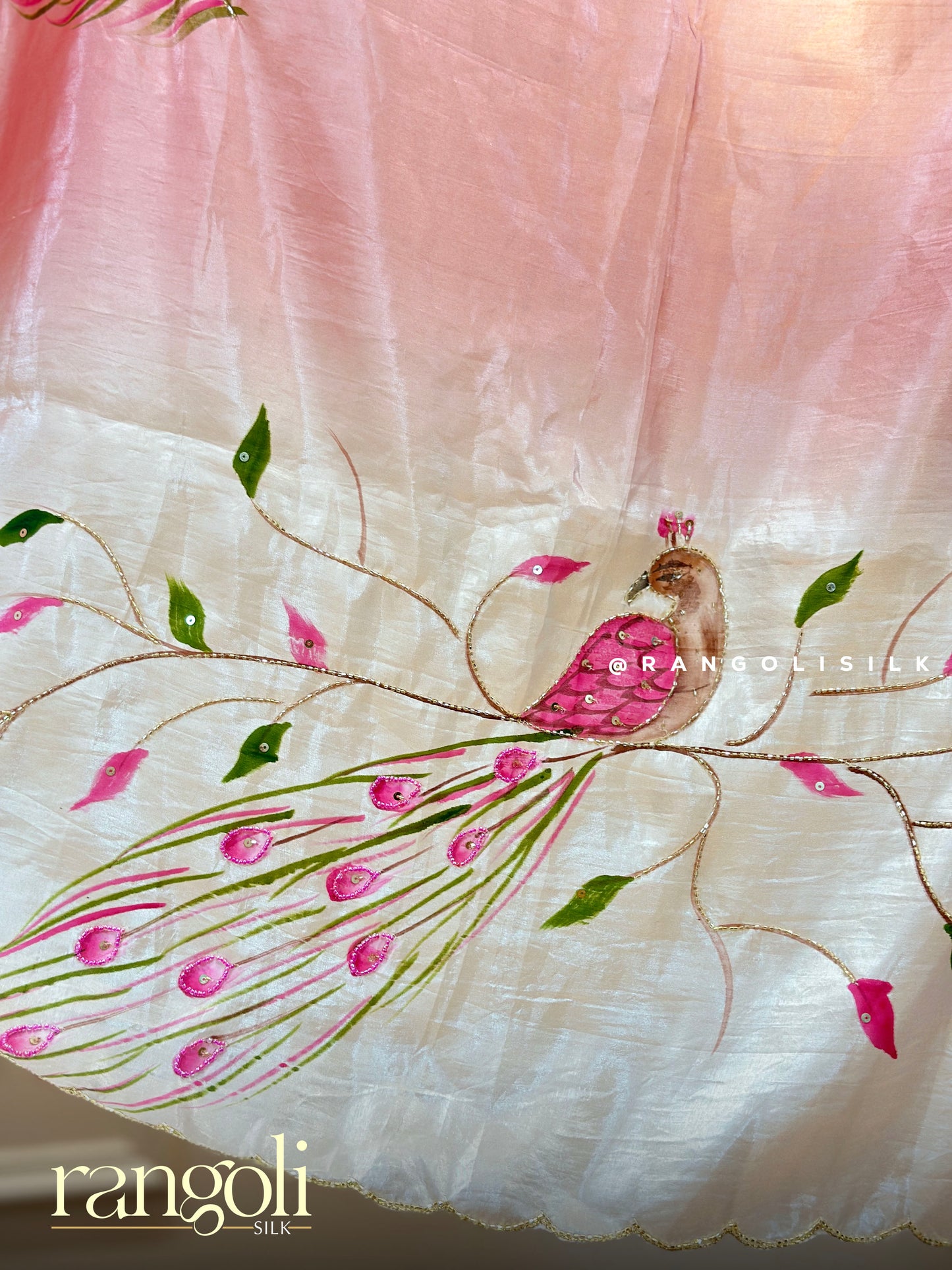 Elegant Soft Pink Designer Saree with Intricate Peacock Motif - Post 516