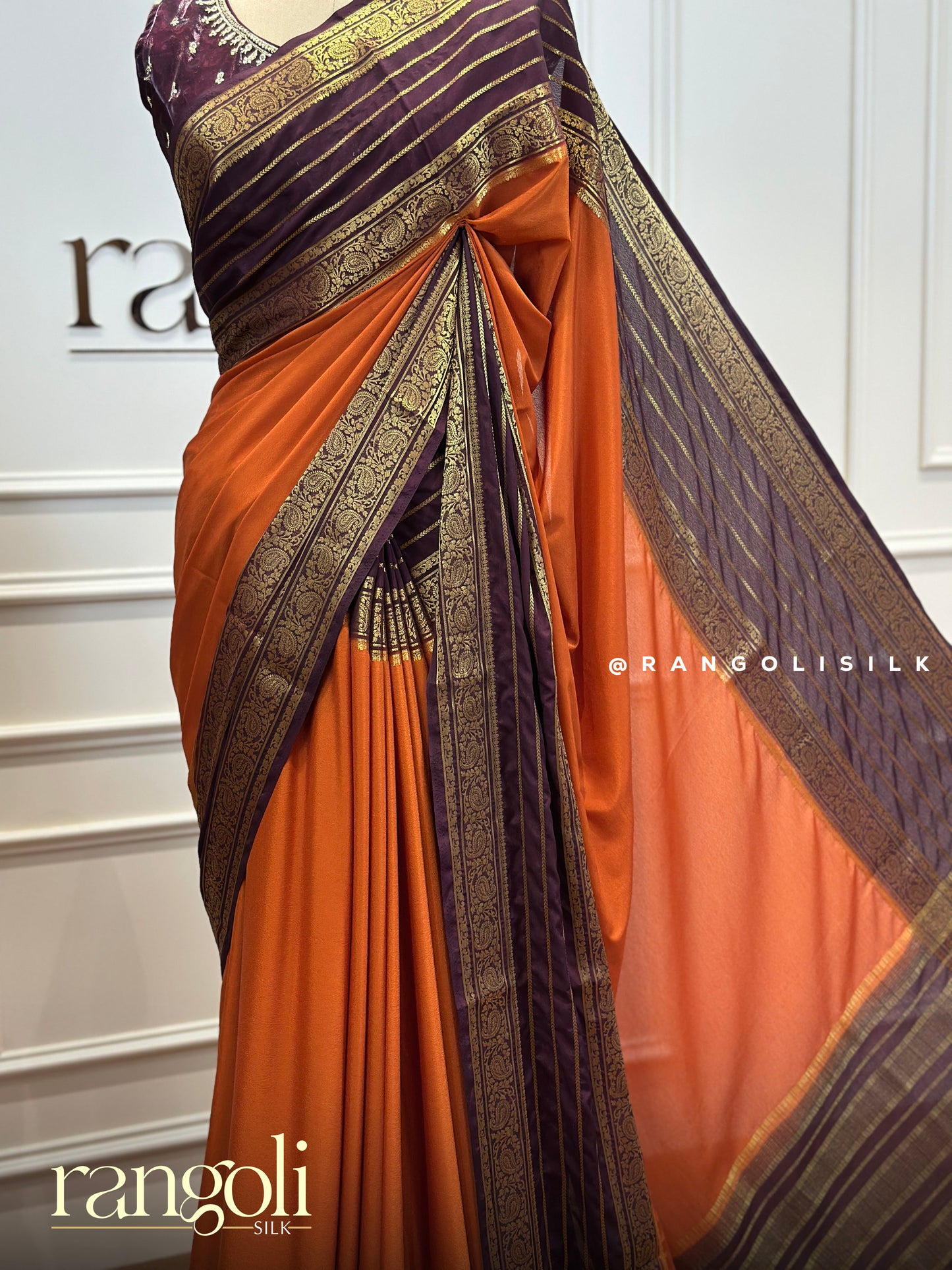 Elegant Semi Mysore Silk Saree with Stunning Contrast Border & Rich Pallu - Post 423