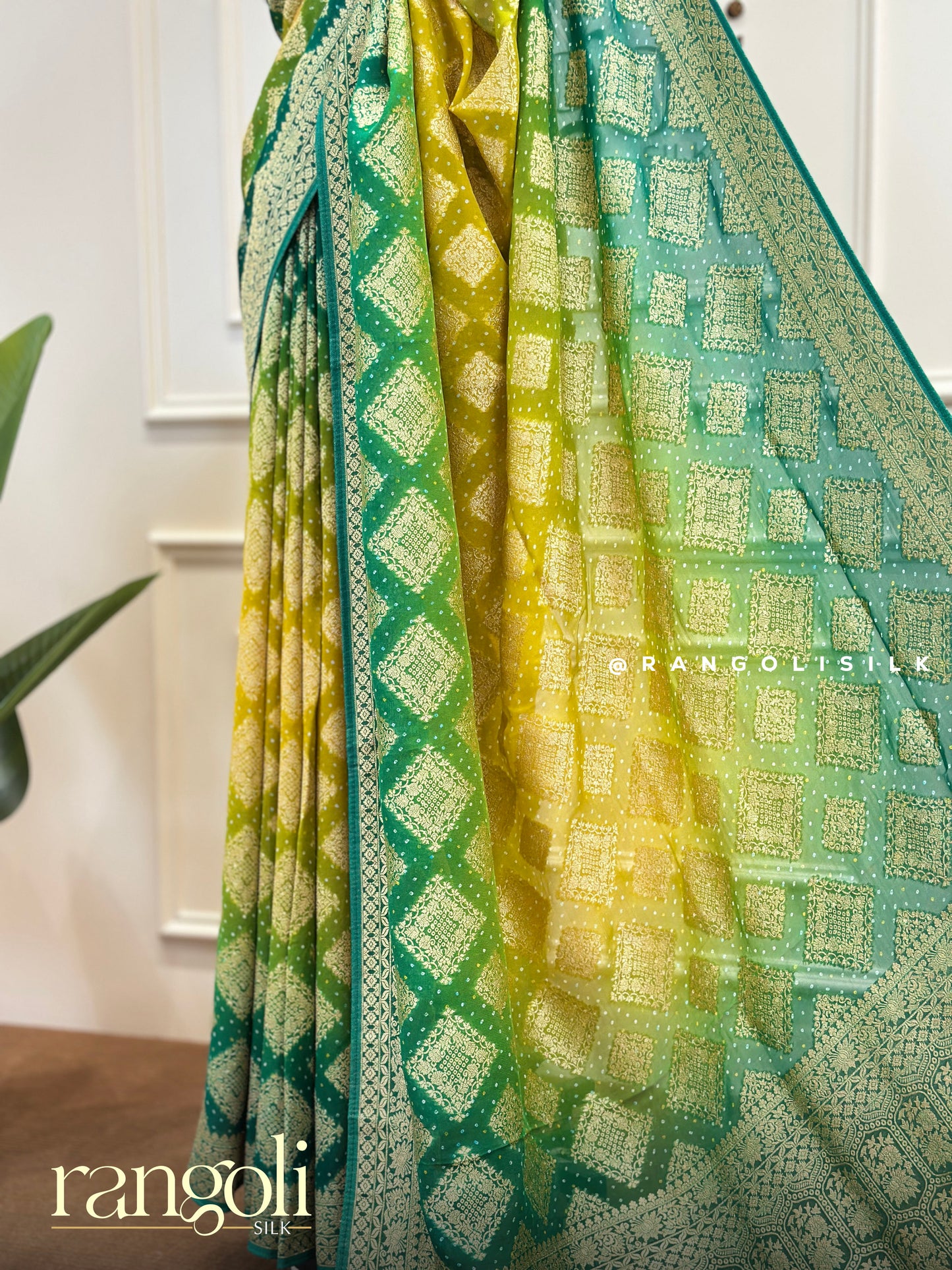 Banarasi Silk Saree with Intricate Patterns in Elegant Double Shades - Post 521