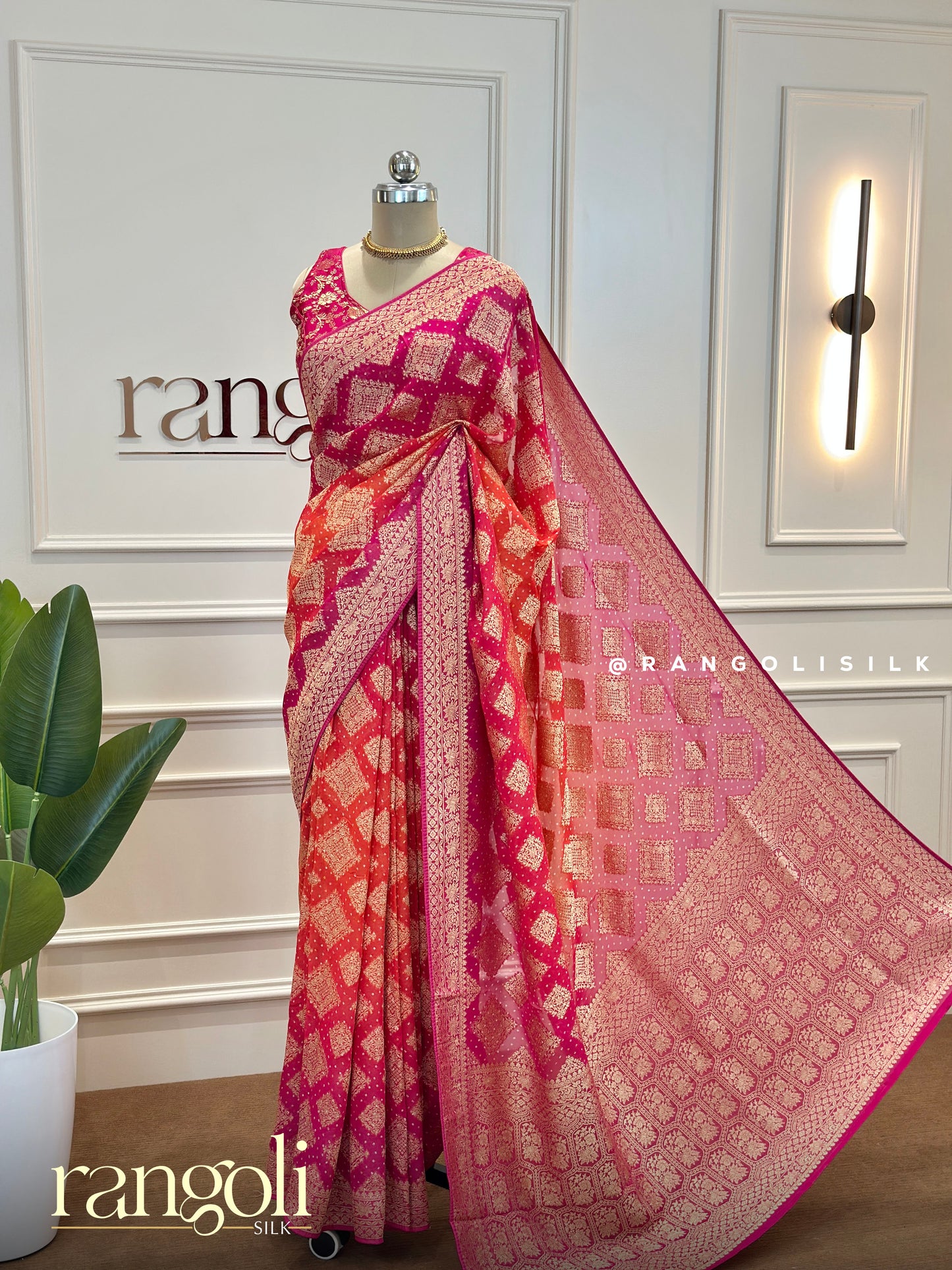 Banarasi Silk Saree with Intricate Patterns in Elegant Double Shades - Post 521