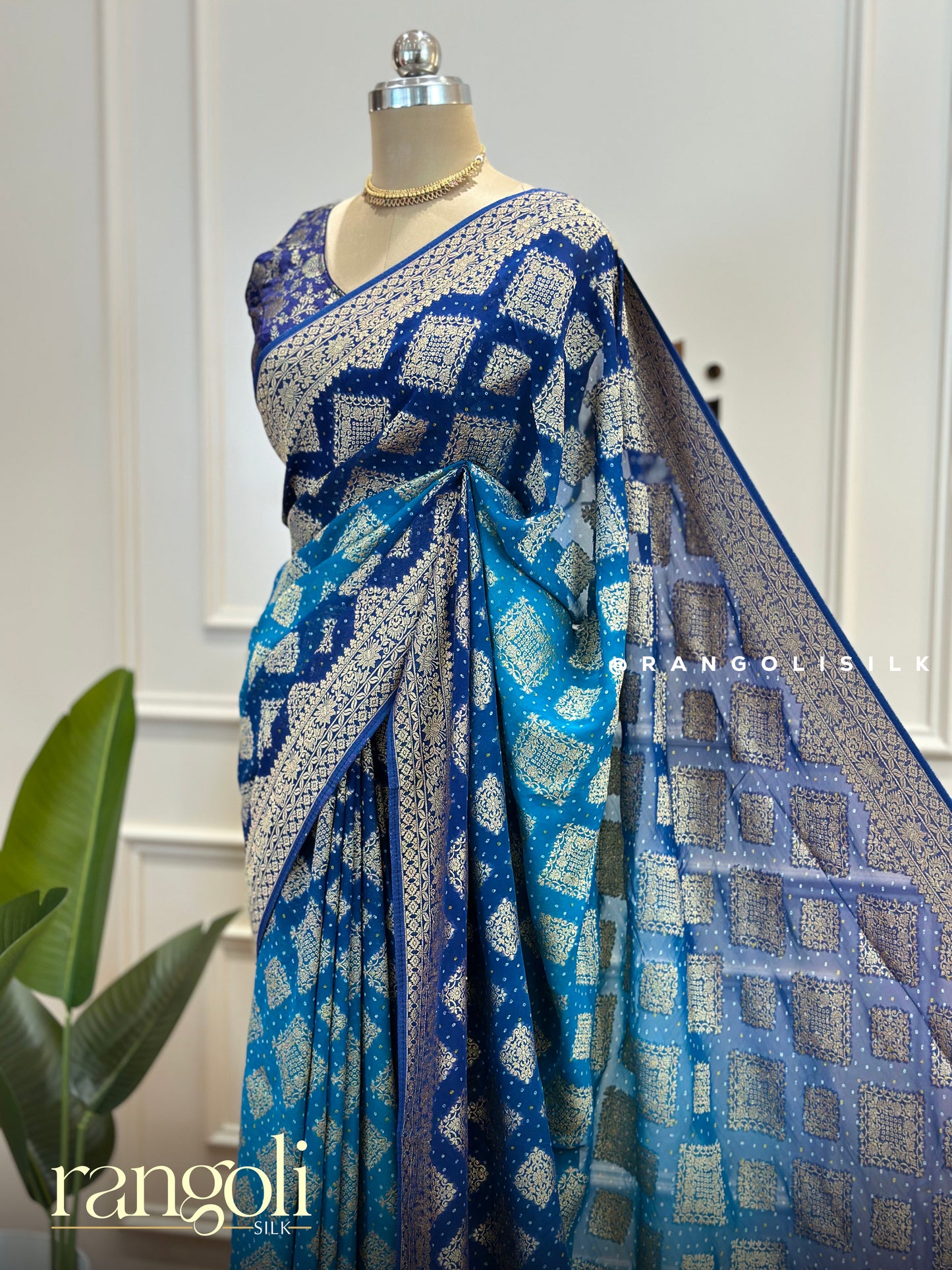Banarasi Silk Saree with Intricate Patterns in Elegant Double Shades - Post 521