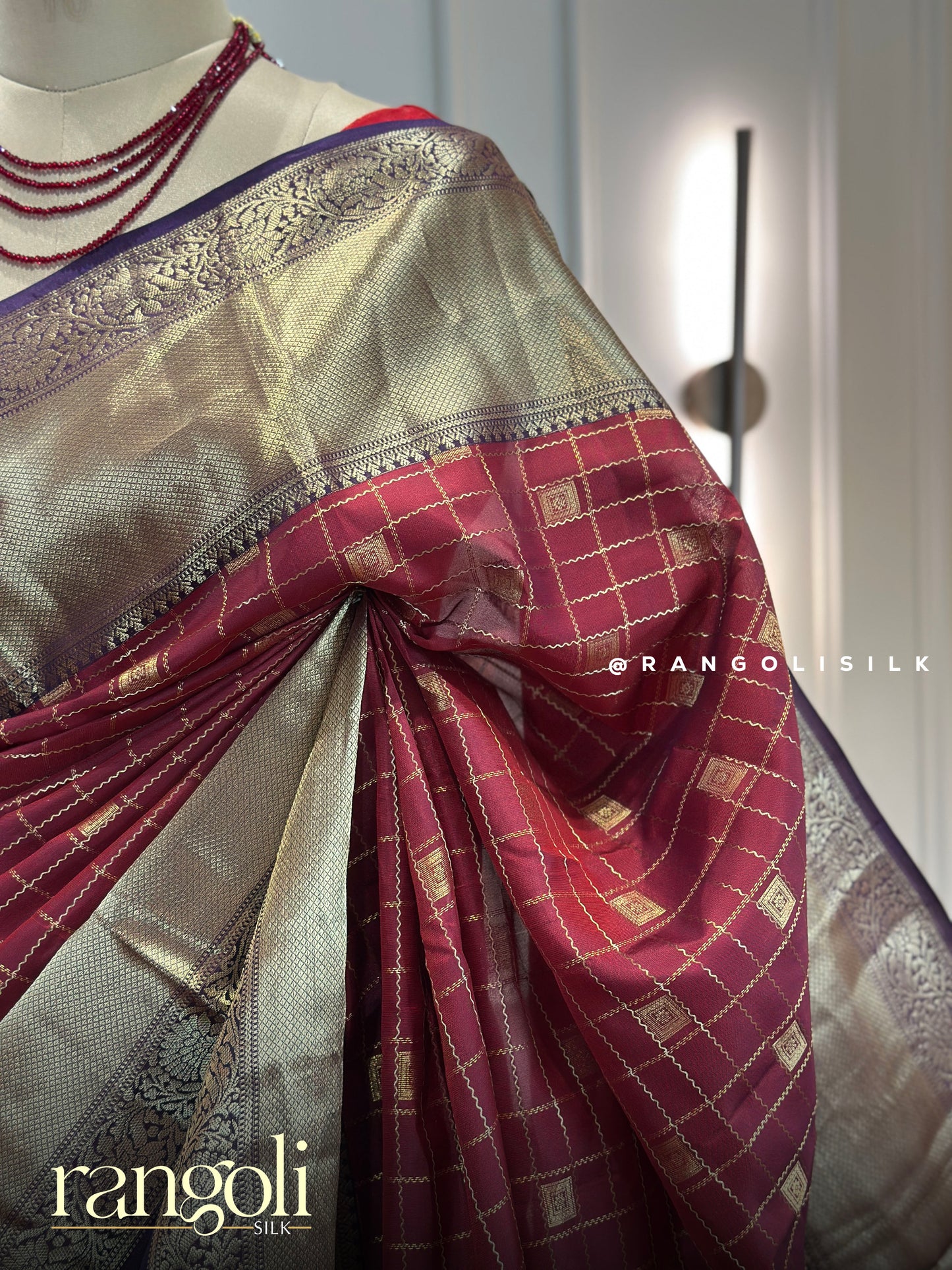 Pure Mix Kanchipuram Silk Saree with Zari Checks Rich Woven Pallu - Post 827