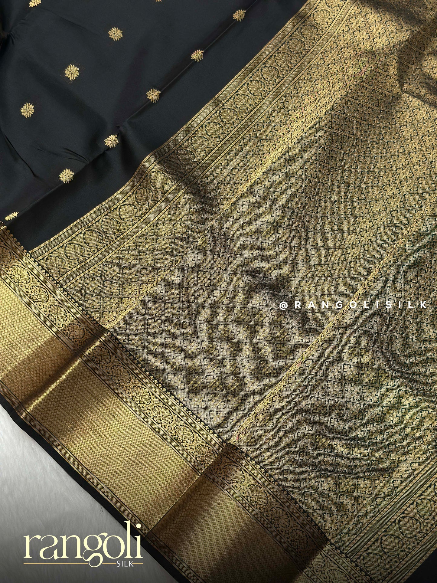Black Kanjivaram Silk Sarees with Rich Zari Work & Contrast Borders - Post 932
