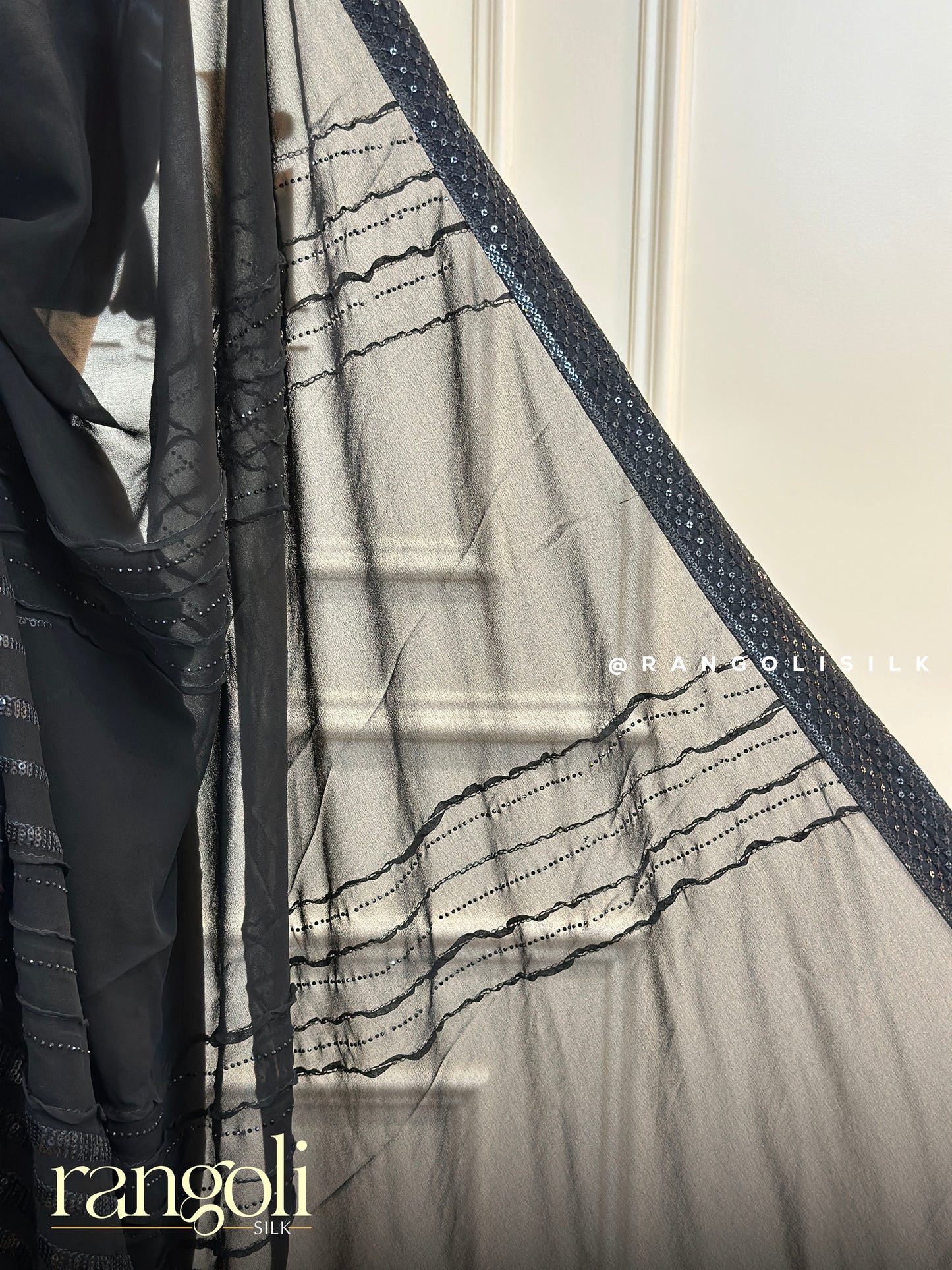 Elegant Black Designer Saree with Sequin Work - Post 522