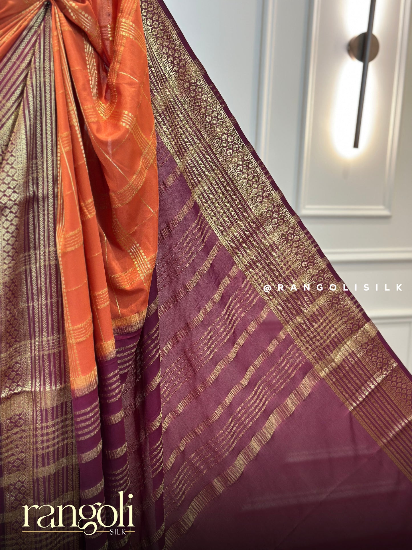 Semi Mysore Crepe Silk Saree with Zari Checks - Post 818