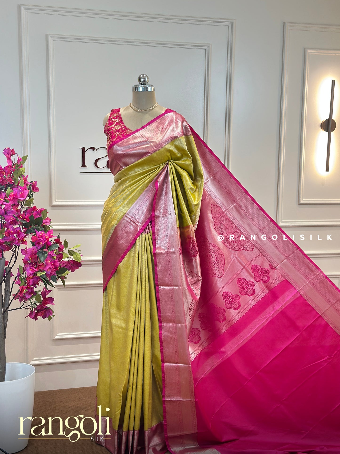 Elegant Semi Kanjivaram Silk Saree with Rich Zari Borders & Intricate Motifs - Post 528