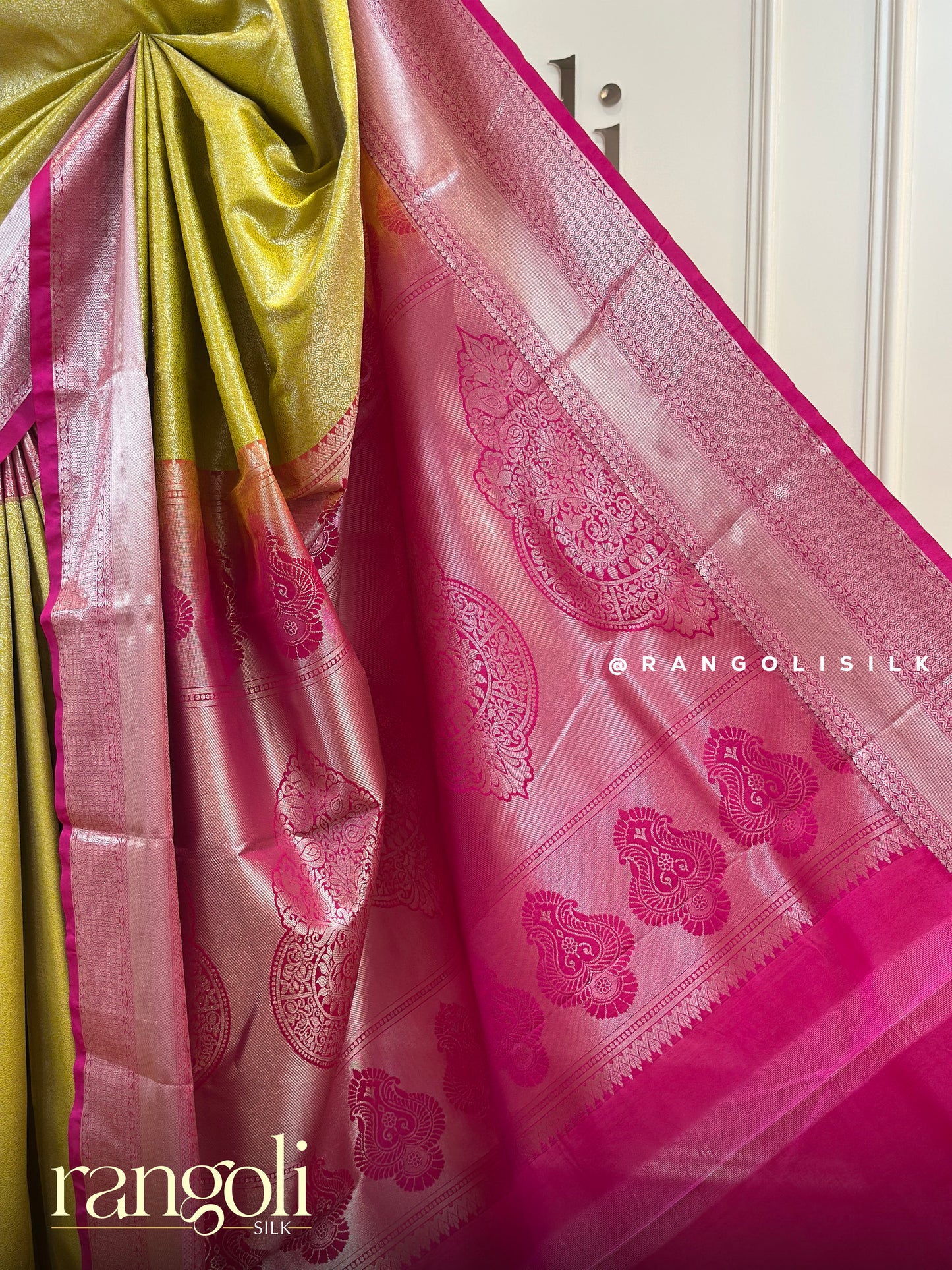 Elegant Semi Kanjivaram Silk Saree with Rich Zari Borders & Intricate Motifs - Post 528