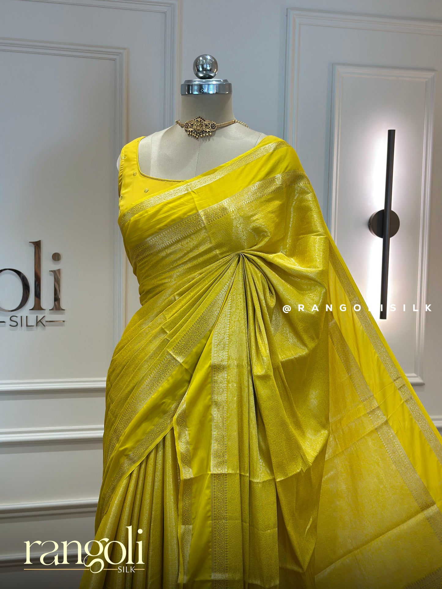 Semi Mysore Silk Saree with Intricate Brocade Weaving & Zari Border - Post 946