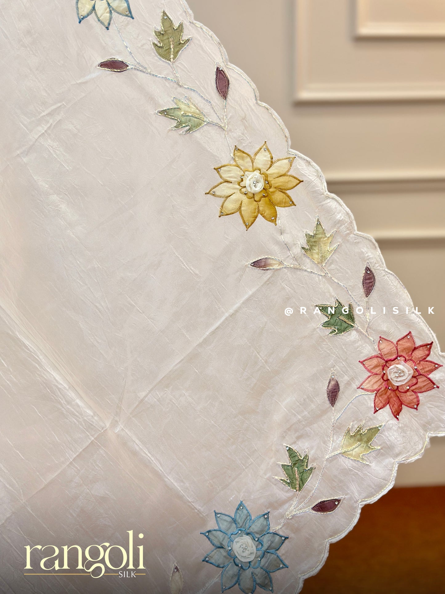 Dreamy White Saree with Colorful Floral Motifs - Post 536