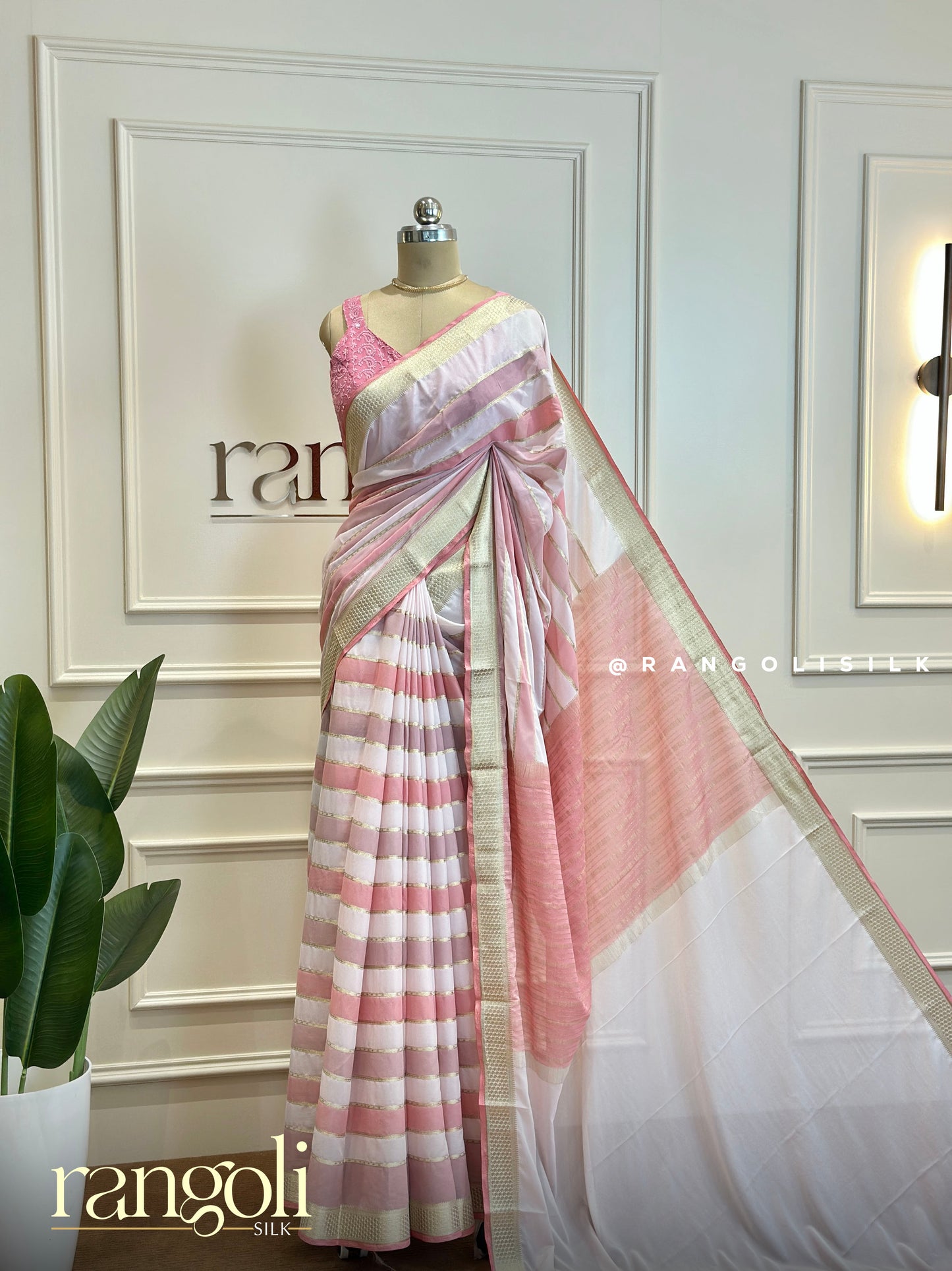Semi Mysore Silk Sarees in Graceful Stripes – Post 537