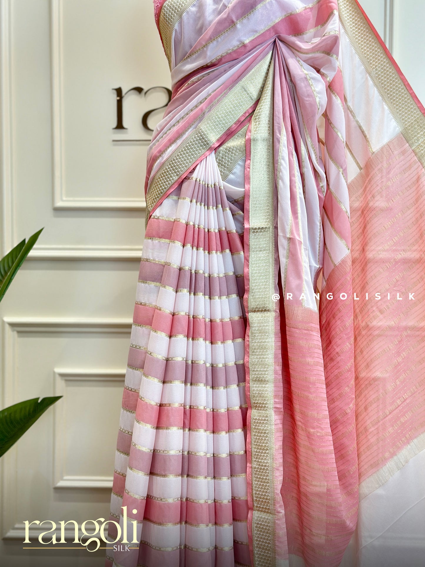 Semi Mysore Silk Sarees in Graceful Stripes – Post 537