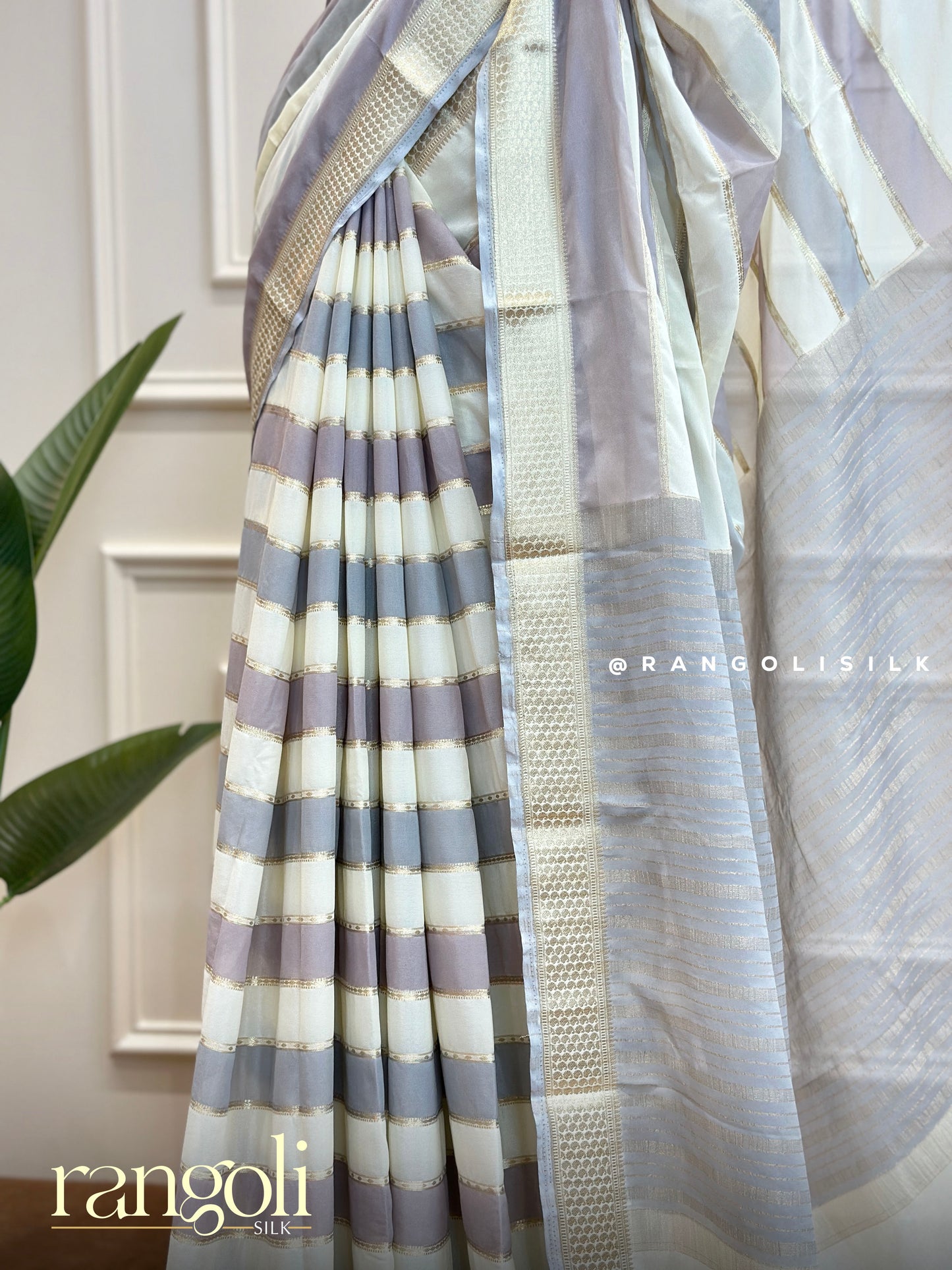 Semi Mysore Silk Sarees in Graceful Stripes – Post 537