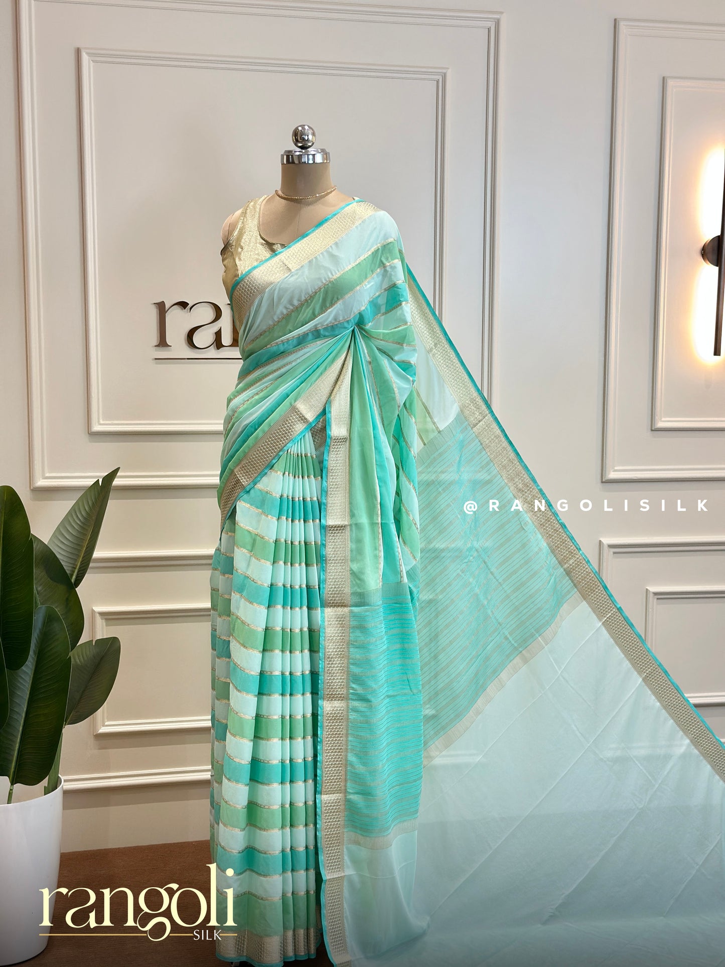 Semi Mysore Silk Sarees in Graceful Stripes – Post 537