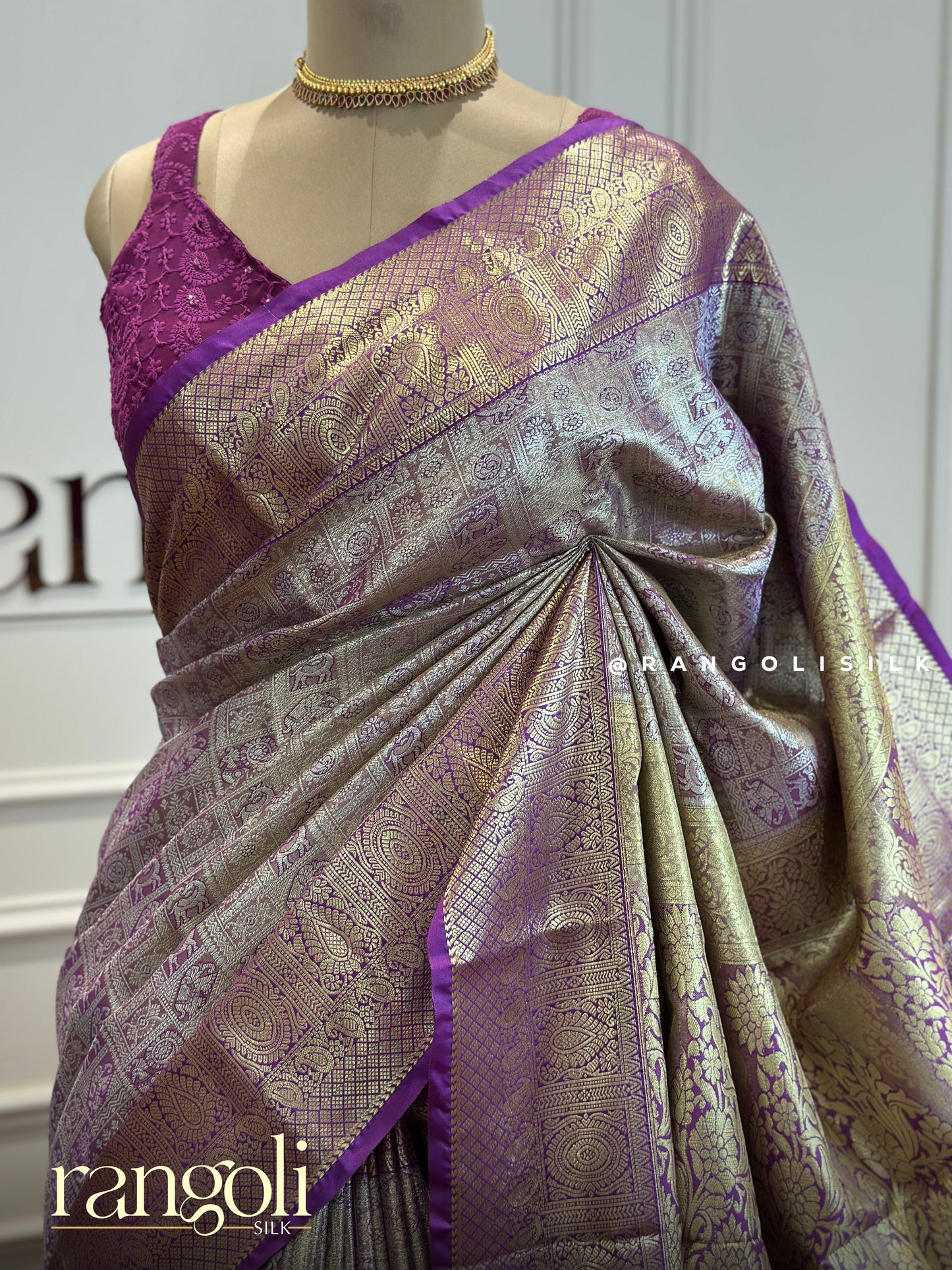 Tissue Silk Saree with Zari Work & Rich Pallu - Post 436