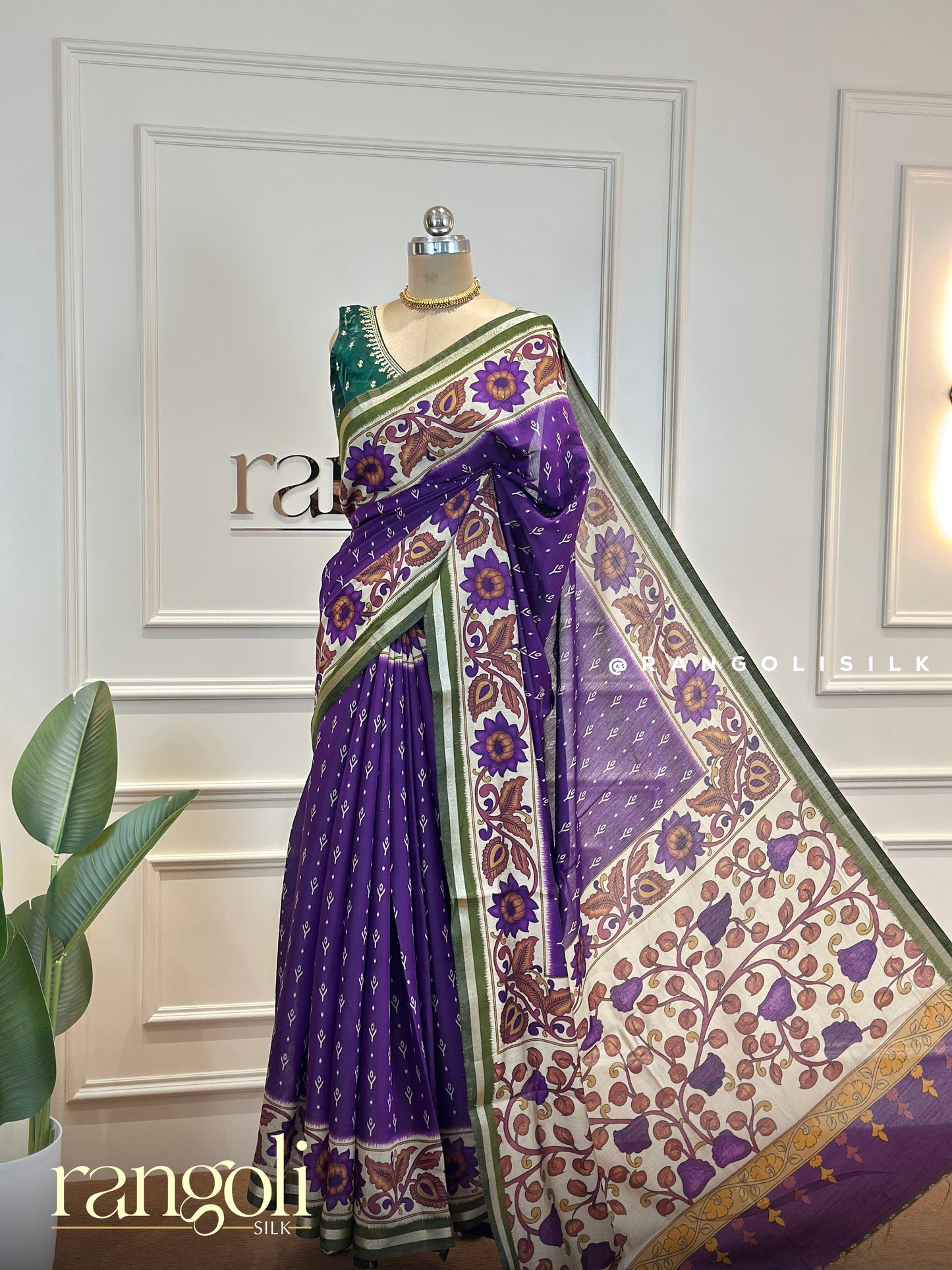 Floral Print Mul Mul Cotton Saree – Lightweight, Soft & Elegant in Fresh Hues - Post 541