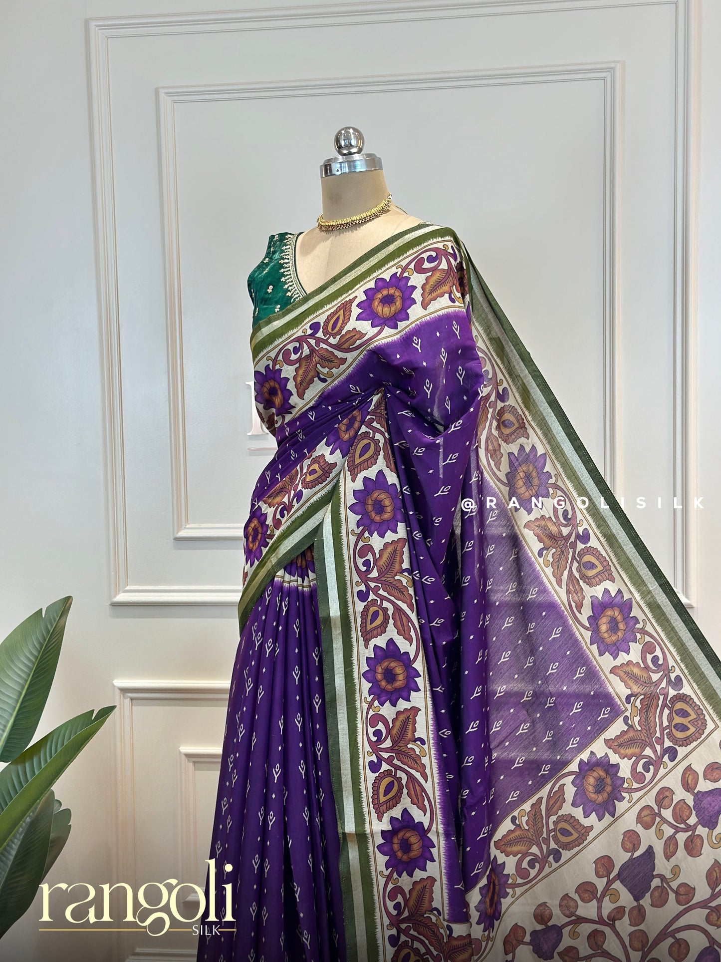 Floral Print Mul Mul Cotton Saree – Lightweight, Soft & Elegant in Fresh Hues - Post 541