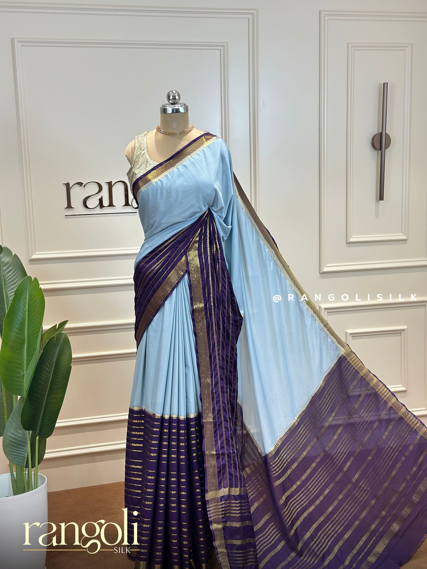 Semi Mysore Silk Saree with Half-and-Half Shades - Post 439