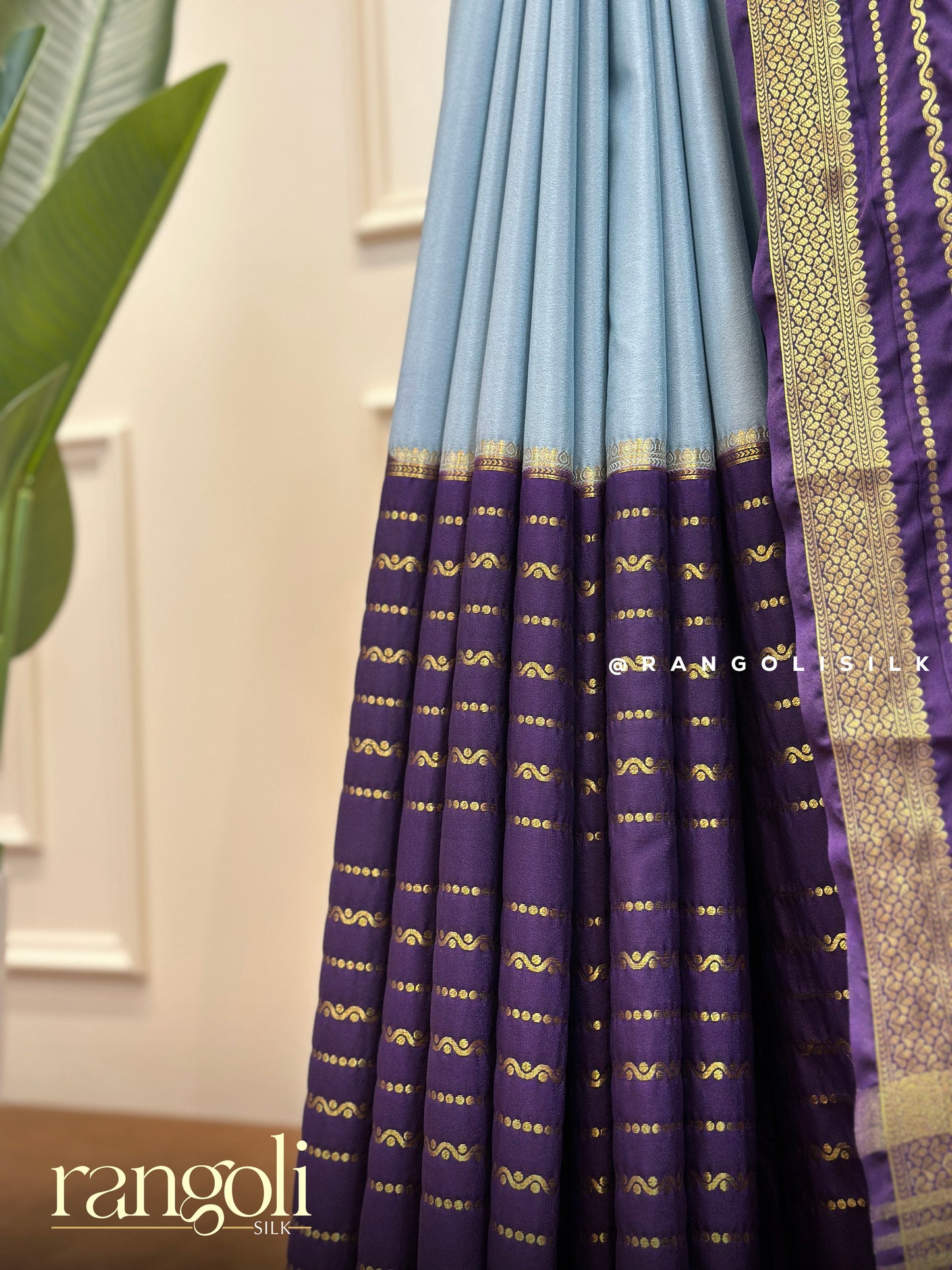 Semi Mysore Silk Saree with Half-and-Half Shades - Post 439