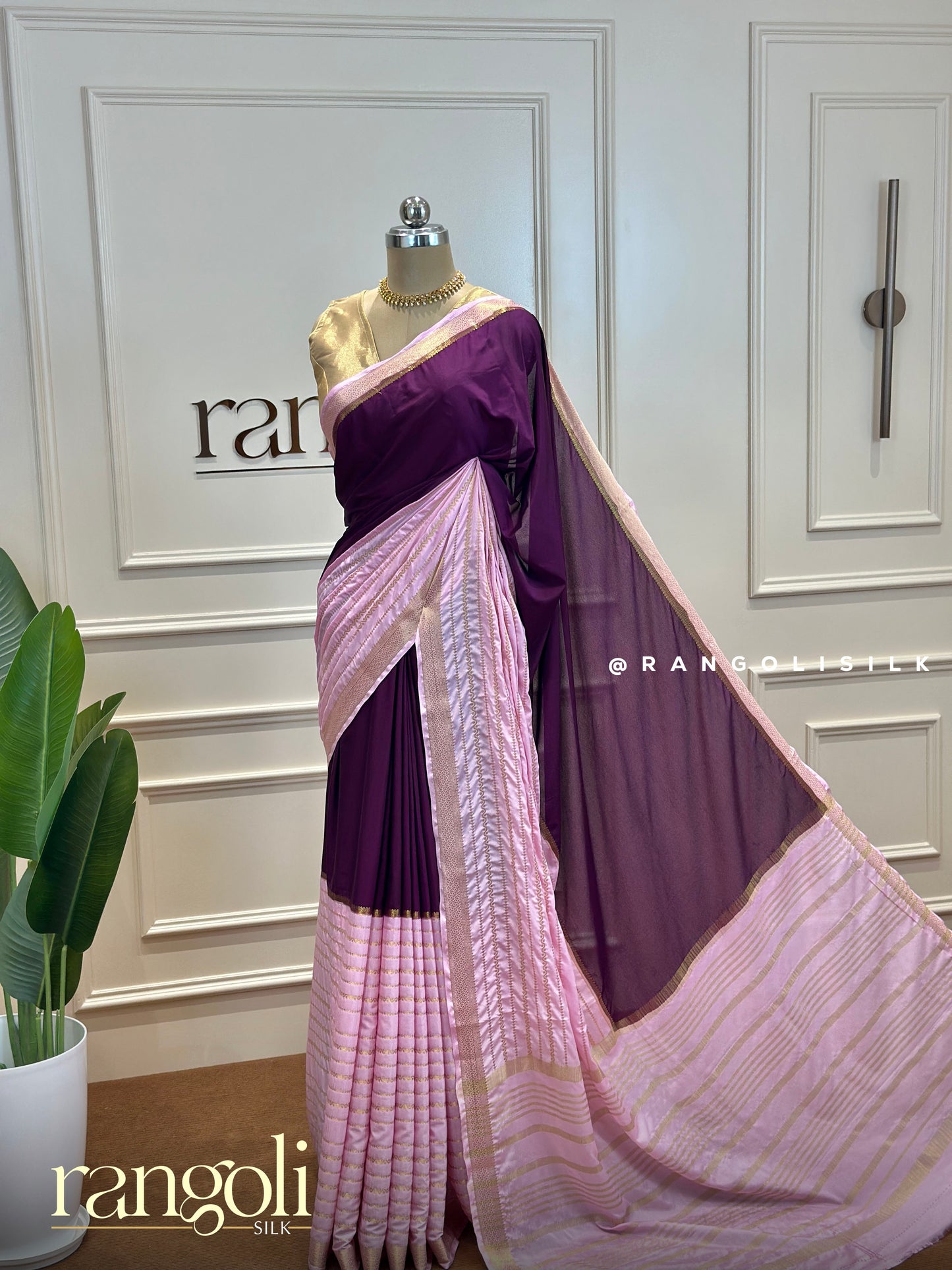 Semi Mysore Silk Saree with Half-and-Half Shades - Post 439