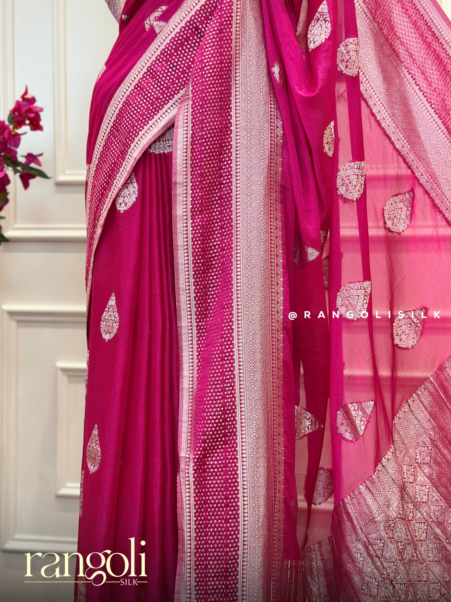 Chiffon Banarasi Saree with Rich Borders & Intricate Weaves - Post 545