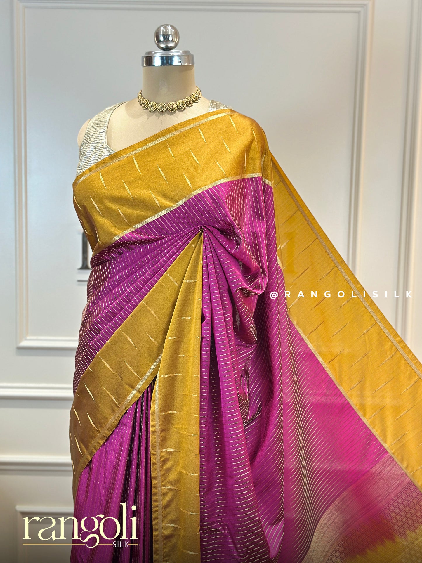Semi Kanjivaram Silk Saree with Contrast Borders - Post 724