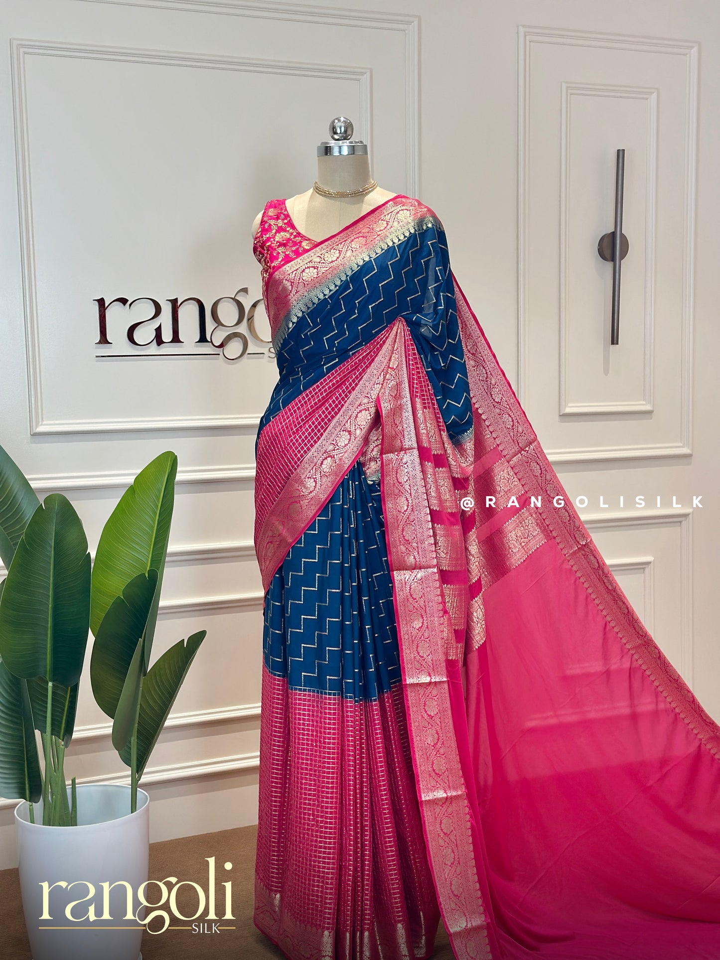 Semi Mysore Silk Saree in Half and Half Pattern - Post 443