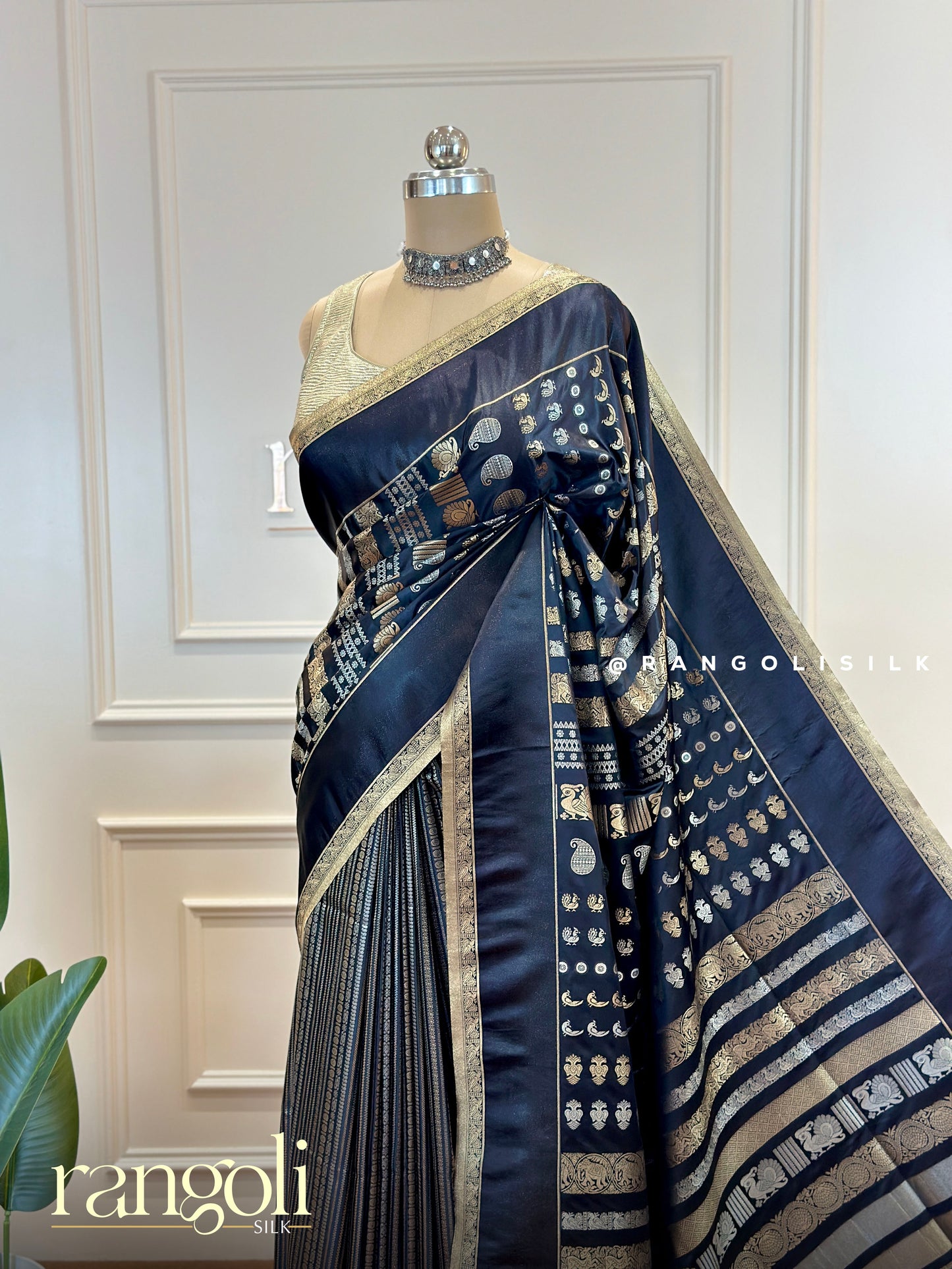 Elegant Black Semi Silk Saree with Rich Zari - Post 548