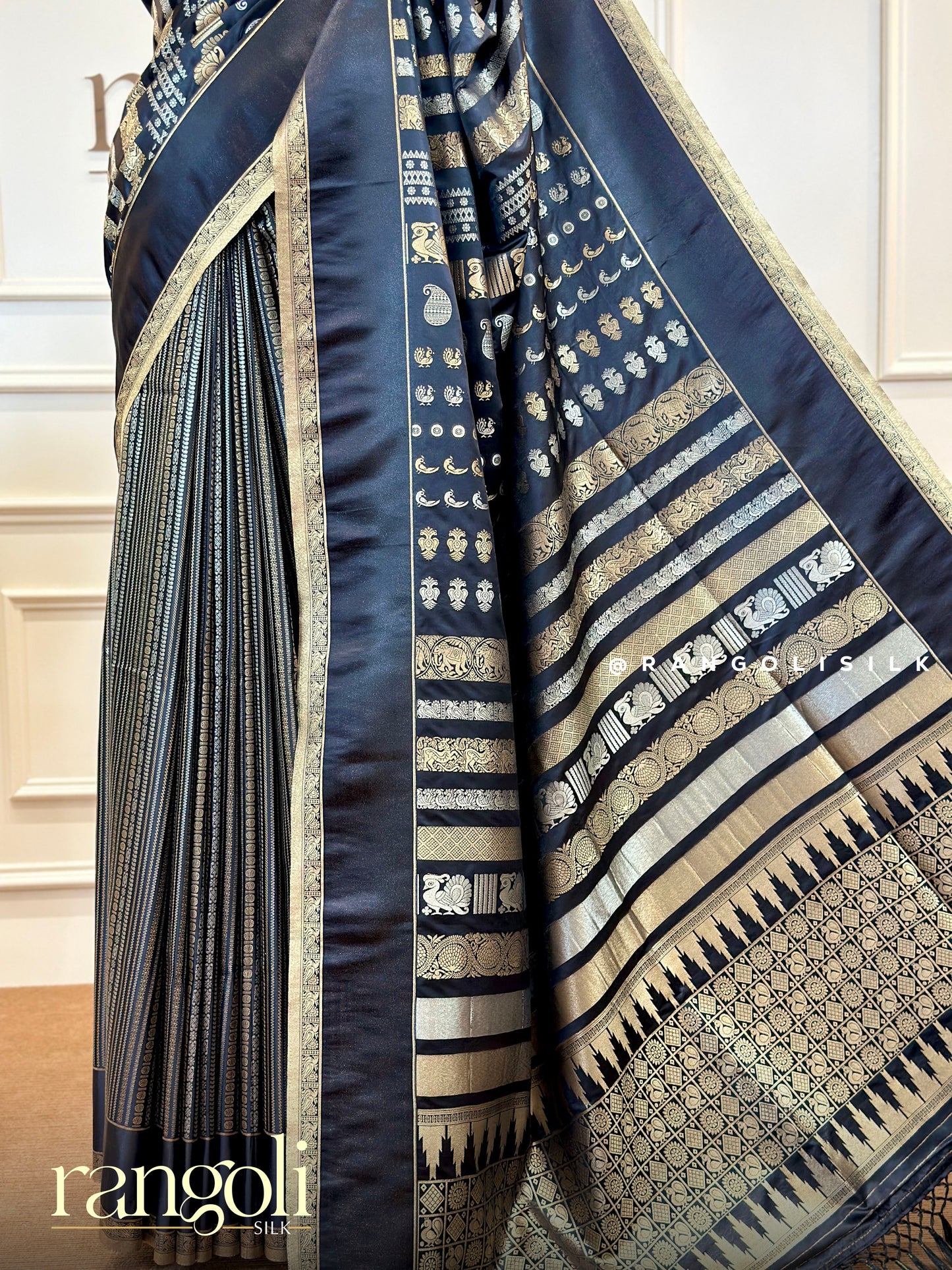Elegant Black Semi Silk Saree with Rich Zari - Post 548